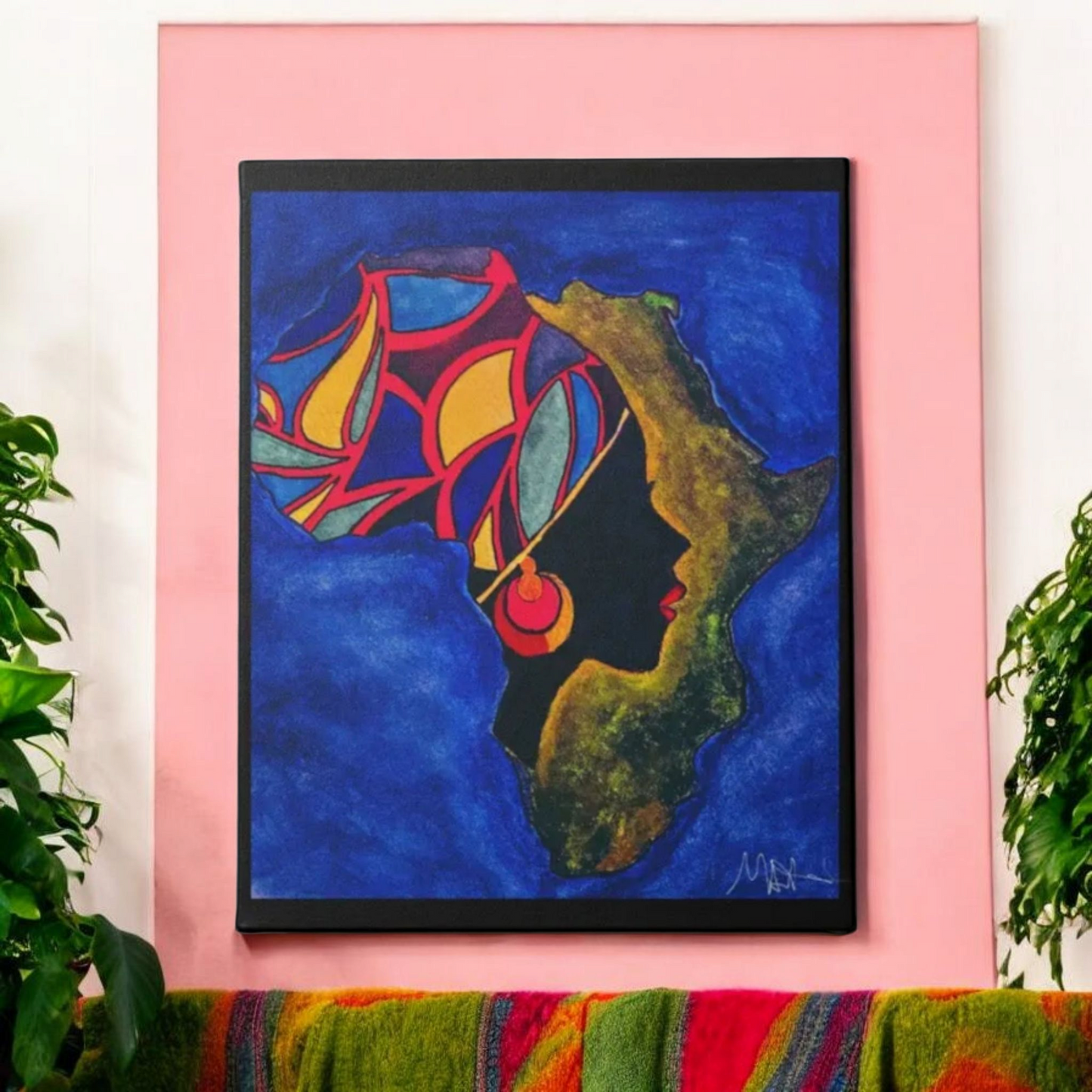 Ethnic Wall Art - Abstract Africa Map Painting on Canvas, Detailed Handcrafted Continent Illustration