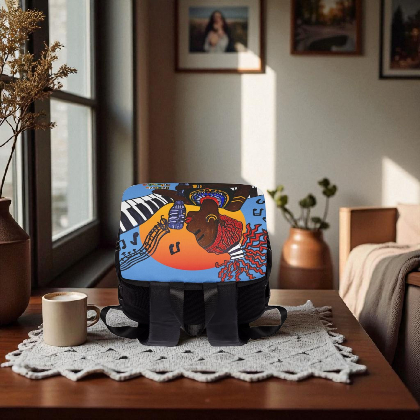 Afro Singer, Jazz Music-Inspired Unisex Shoulder Backpack - Stylish & Functional