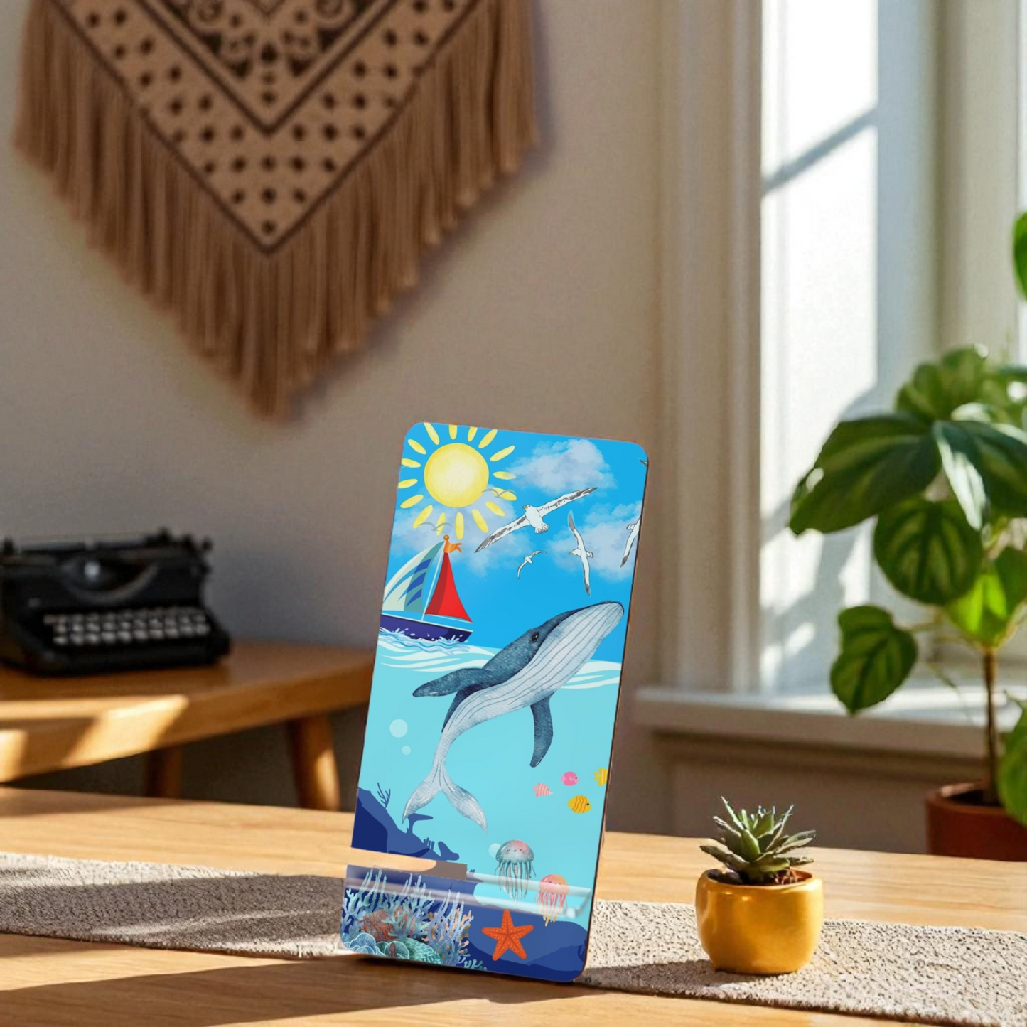 Ocean-Themed Smartphone Stand with Whale Design