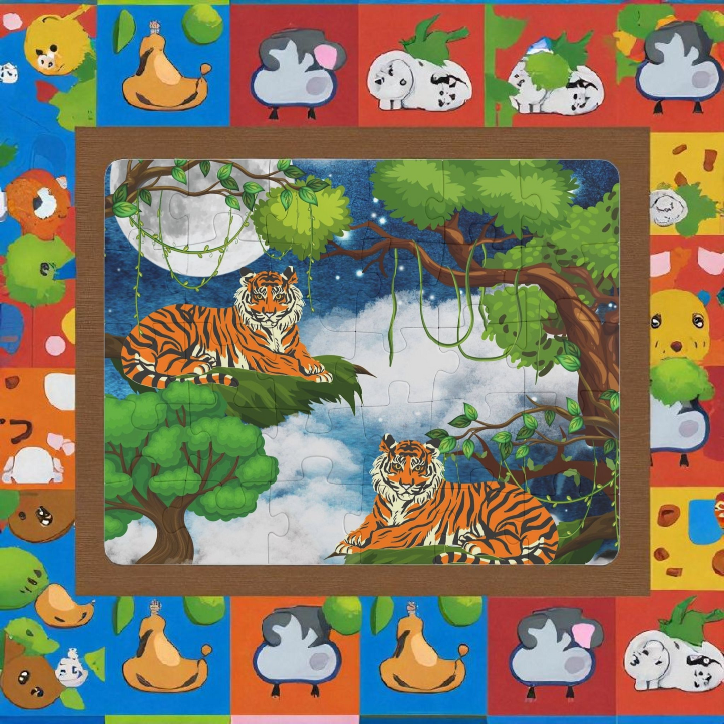 Kids' Puzzle, 30-Piece - Jungle Animal Tiger Puzzle, Fun Educational Toy, Preschool Gift