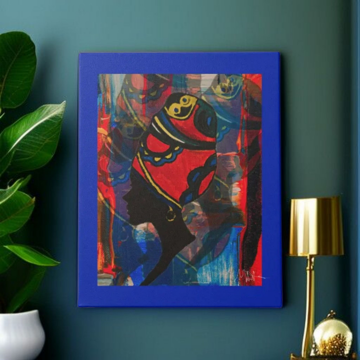 Abstract Ethnic Canvas Wall Art - Hand Drawn African Woman Illustration