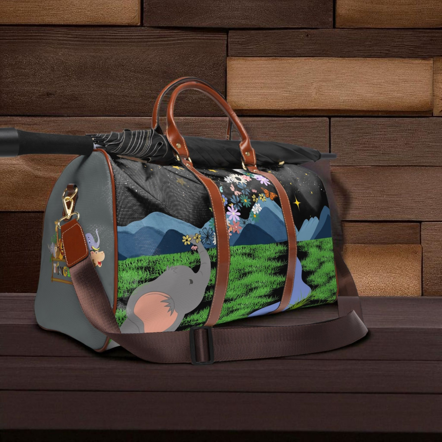 Elephant Adventure Waterproof Travel Bag - Nature-Inspired Design for Eco-Friendly Travelers