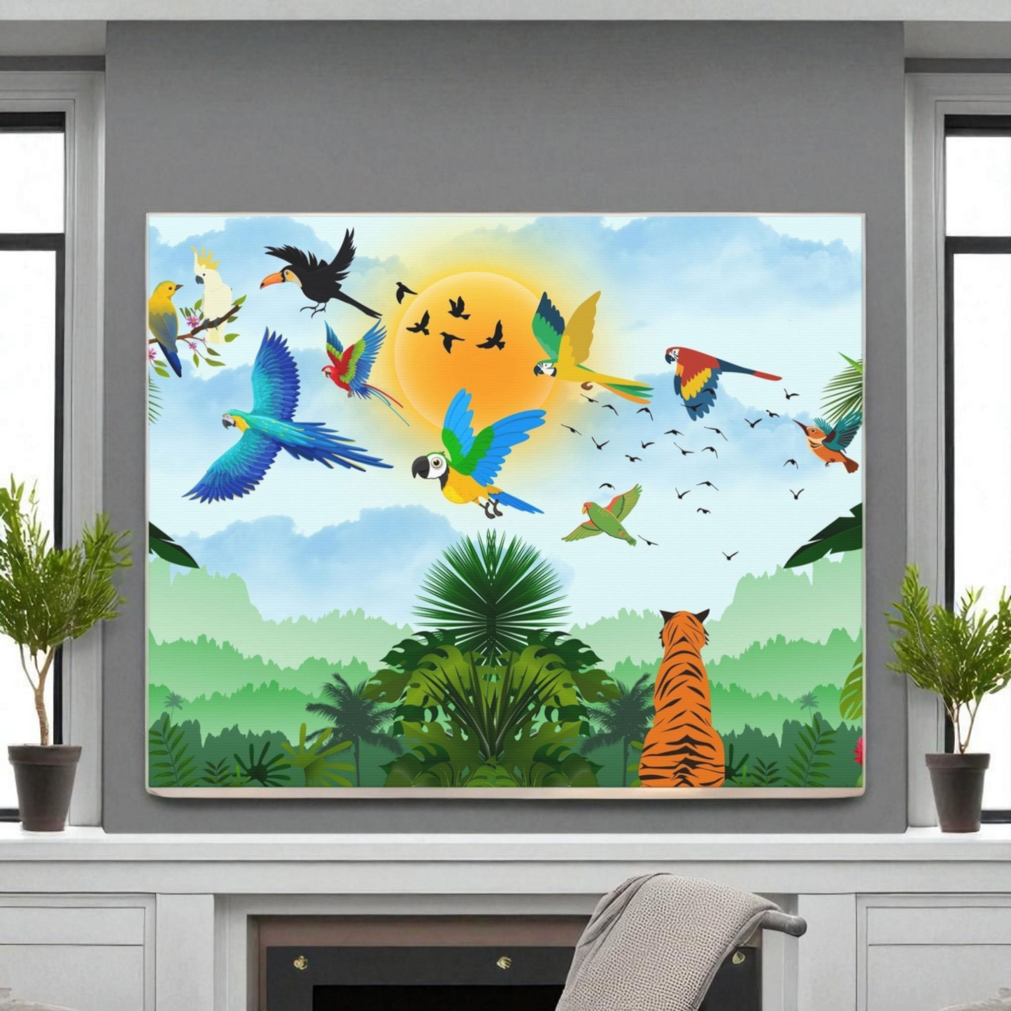 Tropical Bird Canvas, Rainforest, Wild Life Wall Art, Home Decor, Gallery Wrap