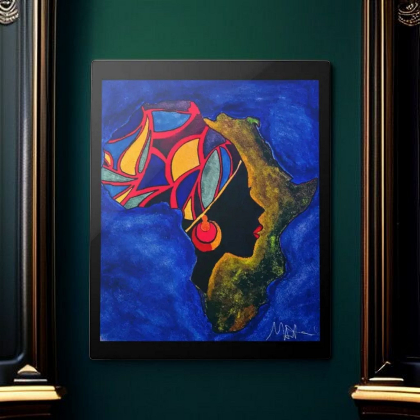 Ethnic Wall Art -Abstract Africa Map Painting on Metal, Detailed Handcrafted Continent Illustration