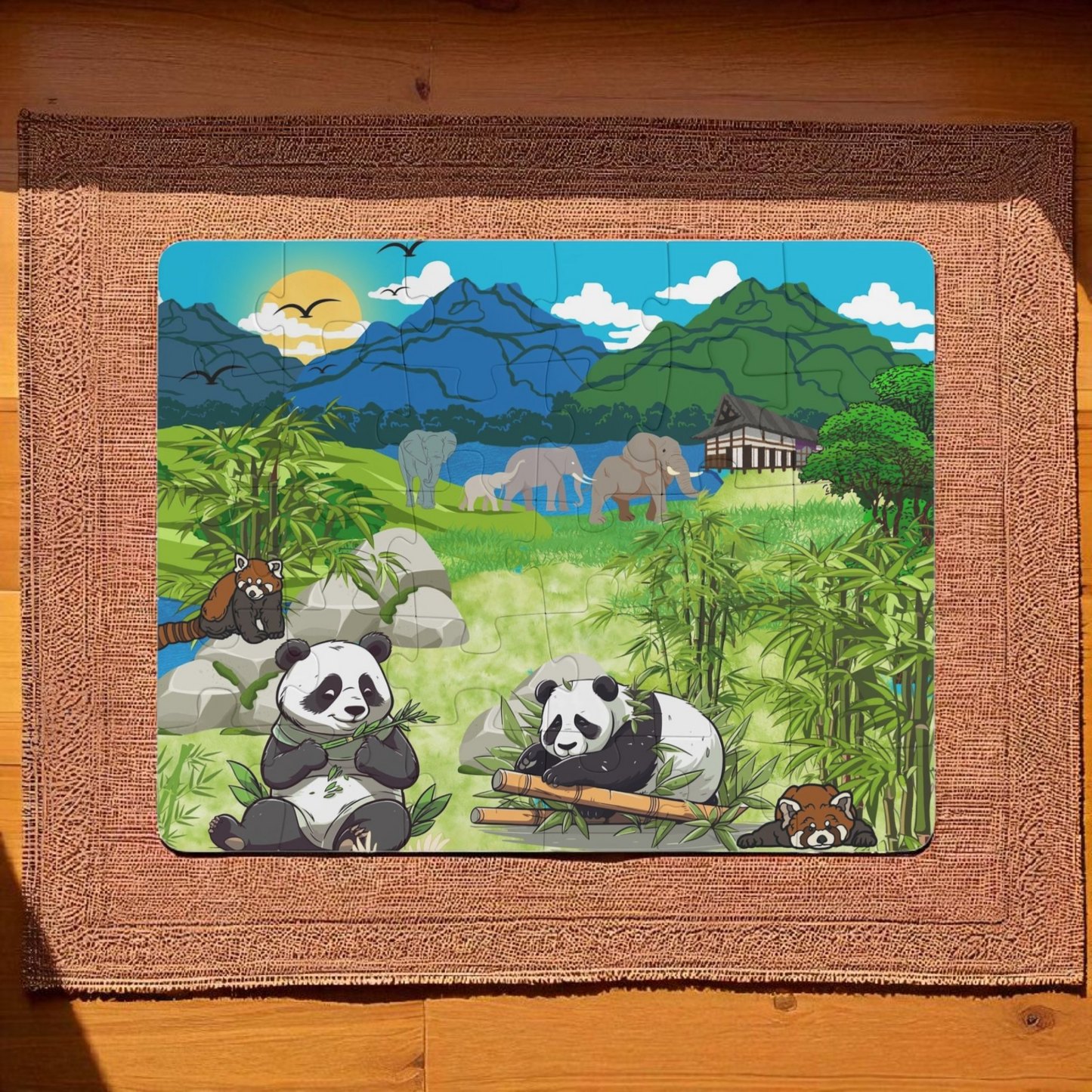 Kids' Puzzle, 30-Piece - Animals from Asia, Panda Puzzle, Educational Jigsaw Game