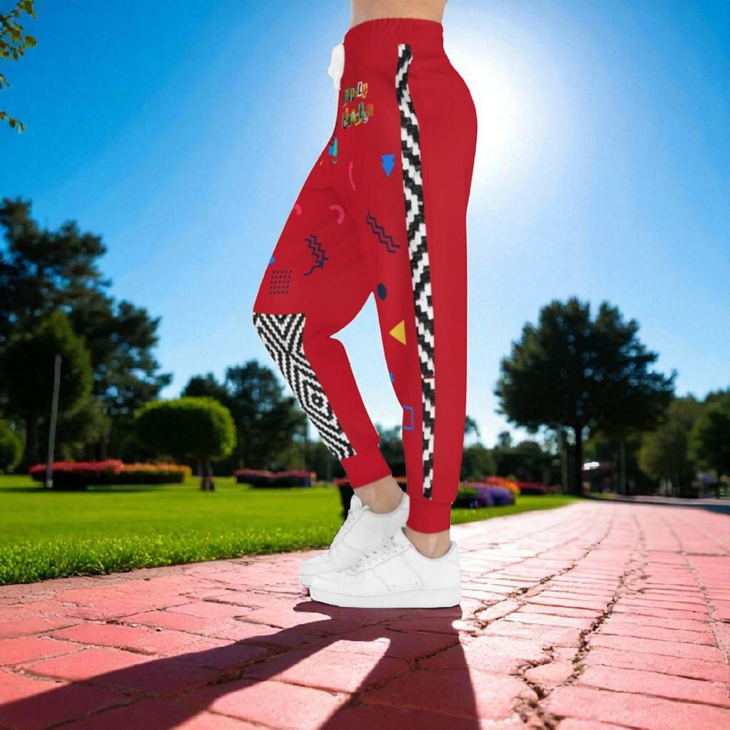 Handcrafted Aztec Pattern Unisex Athletic Joggers, Tribal Print Gym Sweatpants