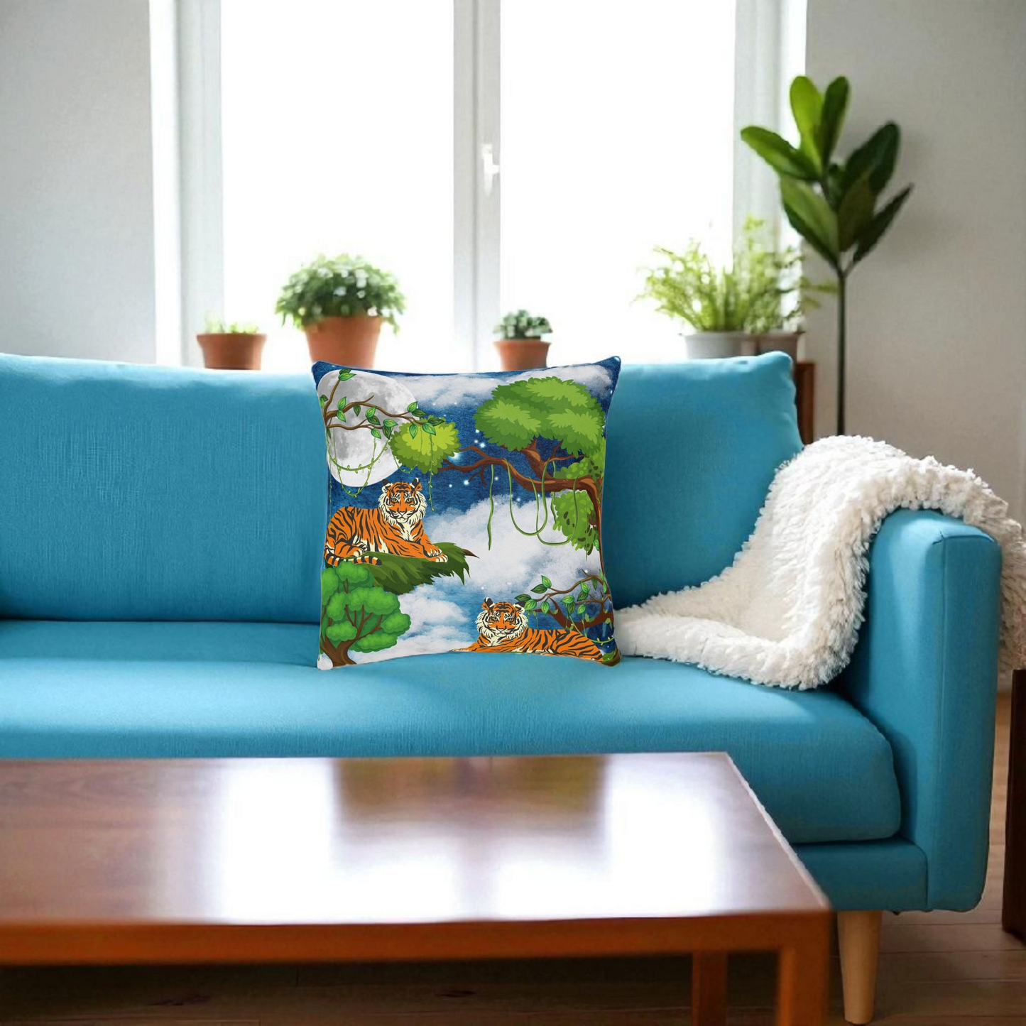 Cozy Tiger Jungle Square Pillow - Perfect for Nature Lovers