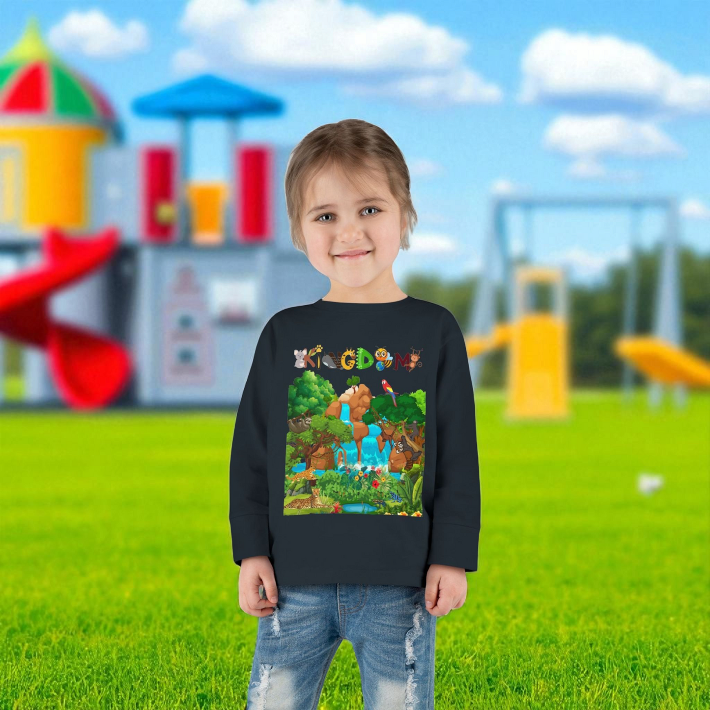 Jungle Animal Toddler Long Sleeve Tee, Wild Life Graphic Baby Shirt, Safari Theme