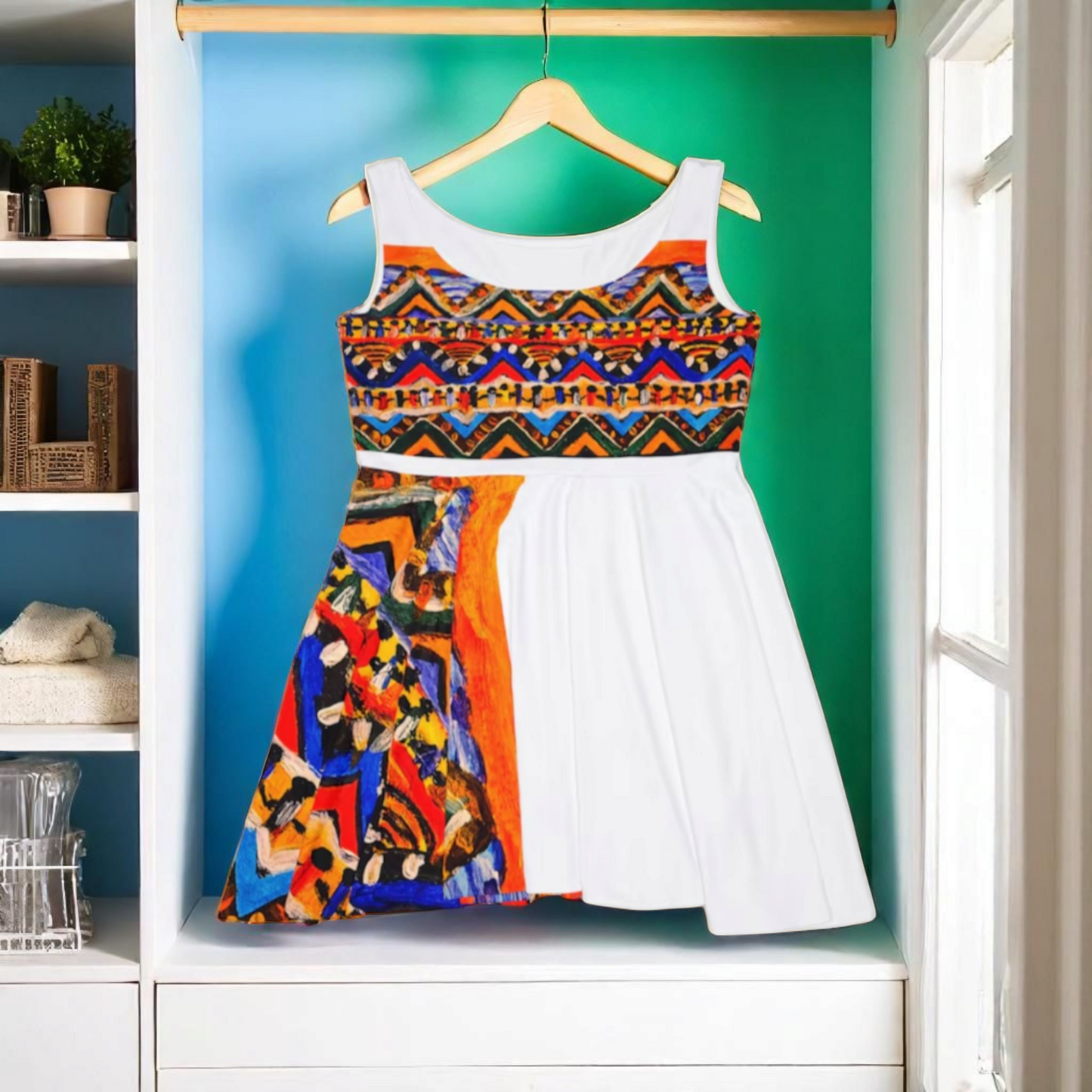 Custom Tribal Textile Skater Dress for Women - Handcrafted, Flattering Fit - Stylish Outfit for Social Events