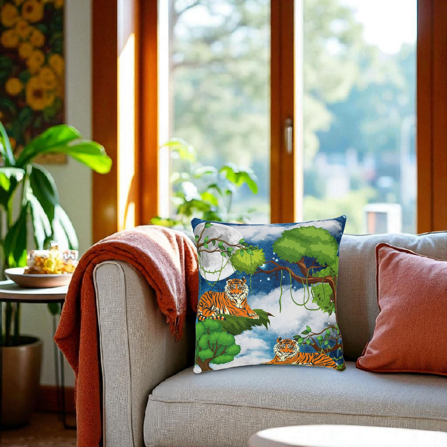 Cozy Tiger Jungle Square Pillow - Perfect for Nature Lovers