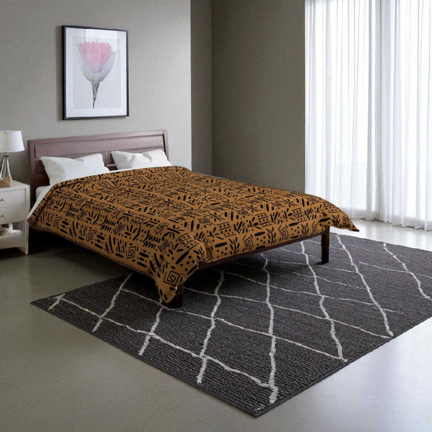 Boho Comforter, Aztec Pattern Bedding, Cozy Home Decor, Tribal Print Duvet Cover