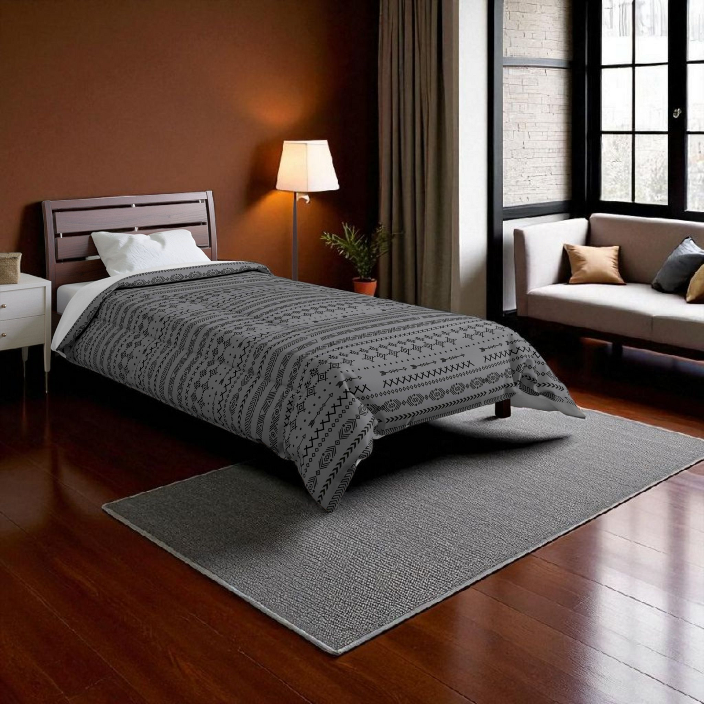 Bohemian Geometric Comforter, Cozy Blanket for Home Decor, Boho Style Bedding