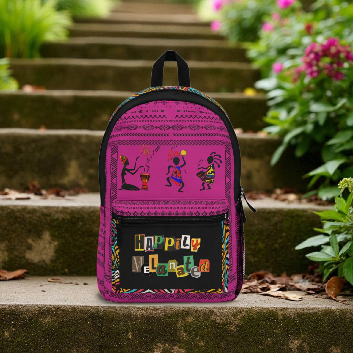 Boho Afro Music Backpack, Music Lover Bag, Cartoon Print Rucksack