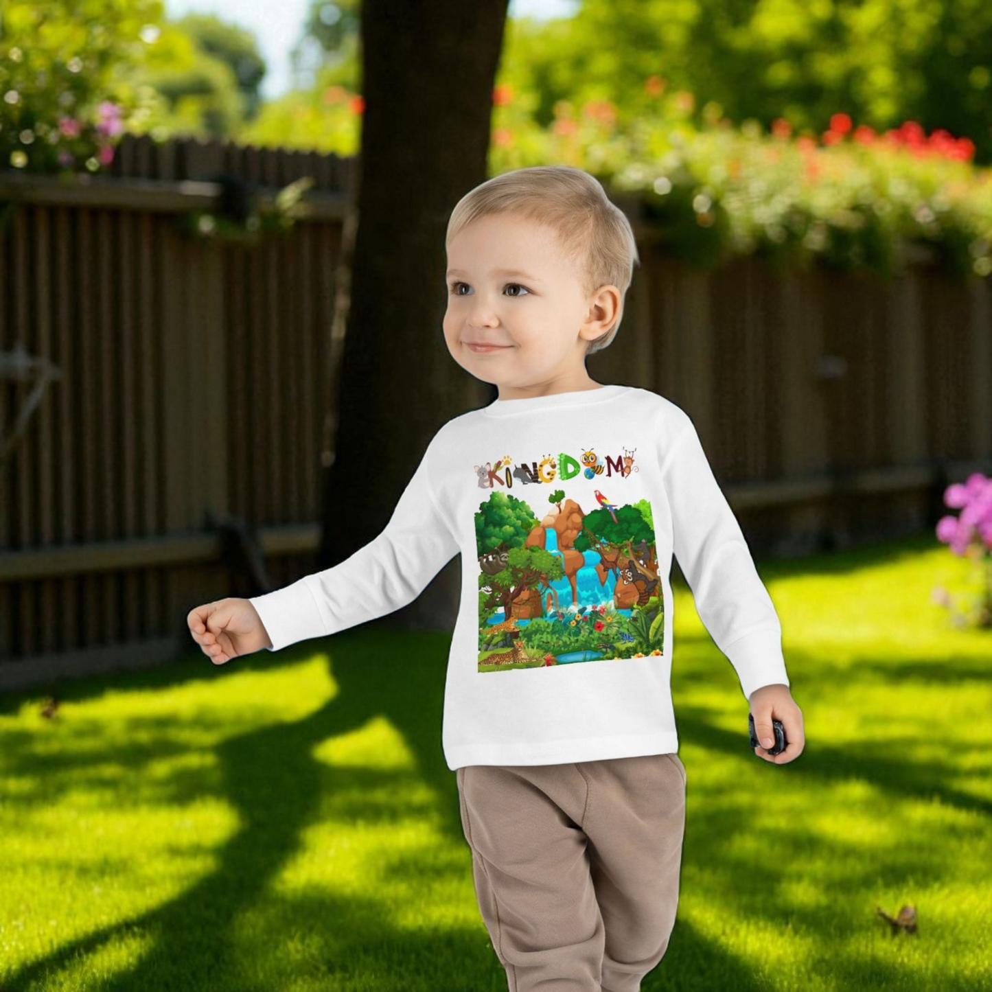 Jungle Animal Toddler Long Sleeve Tee, Wild Life Graphic Baby Shirt, Safari Theme