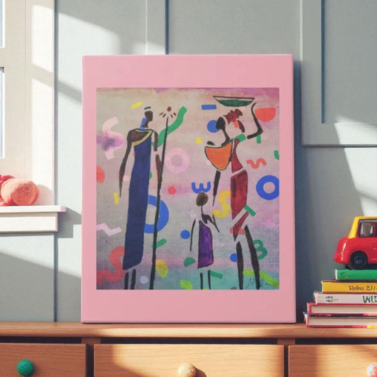 African Family Doodle Wall Art - Hand Drawn Tribal Decor, Ethnic Artwork for Art Lovers