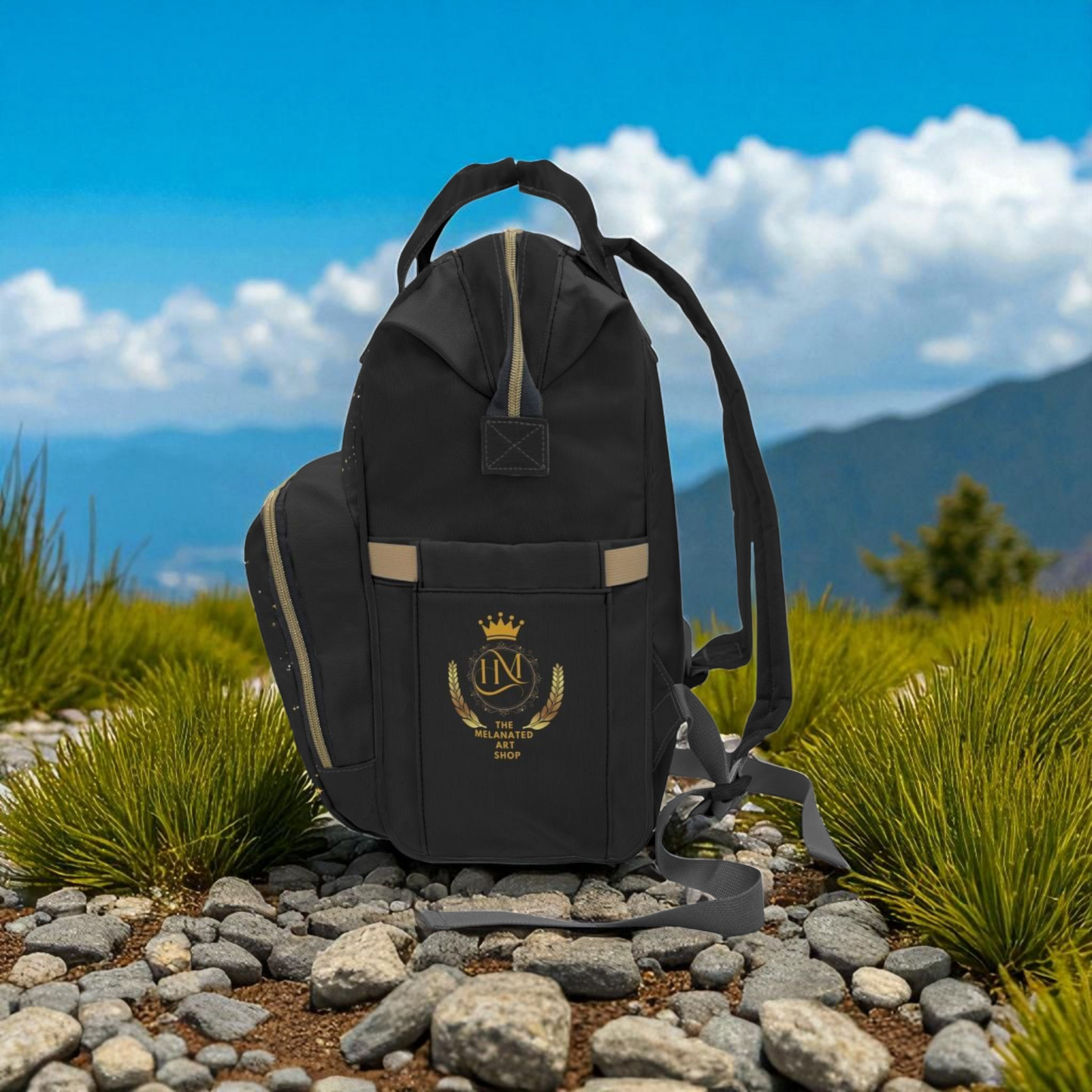 Ethnic Cosmic Themed Multifunctional Diaper Backpack - Stylish & Versatile Baby Bag