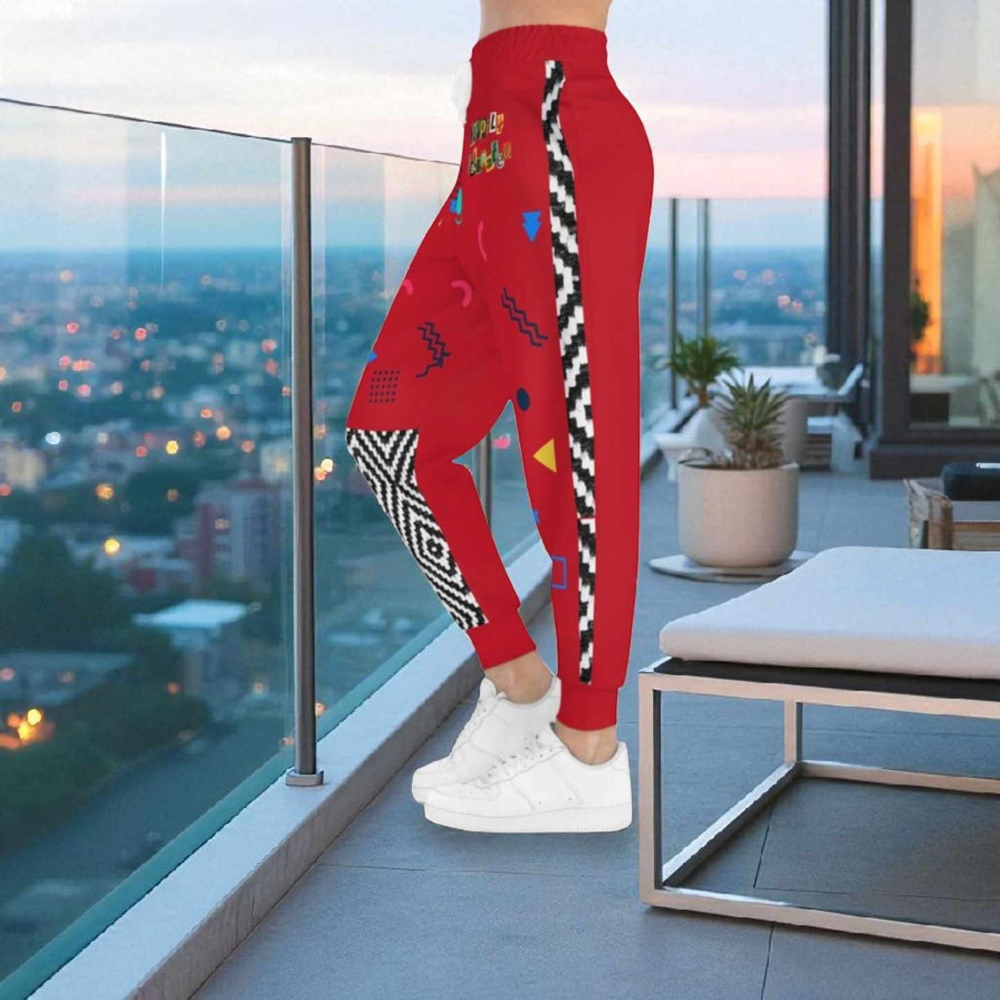 Handcrafted Aztec Pattern Unisex Athletic Joggers, Tribal Print Gym Sweatpants