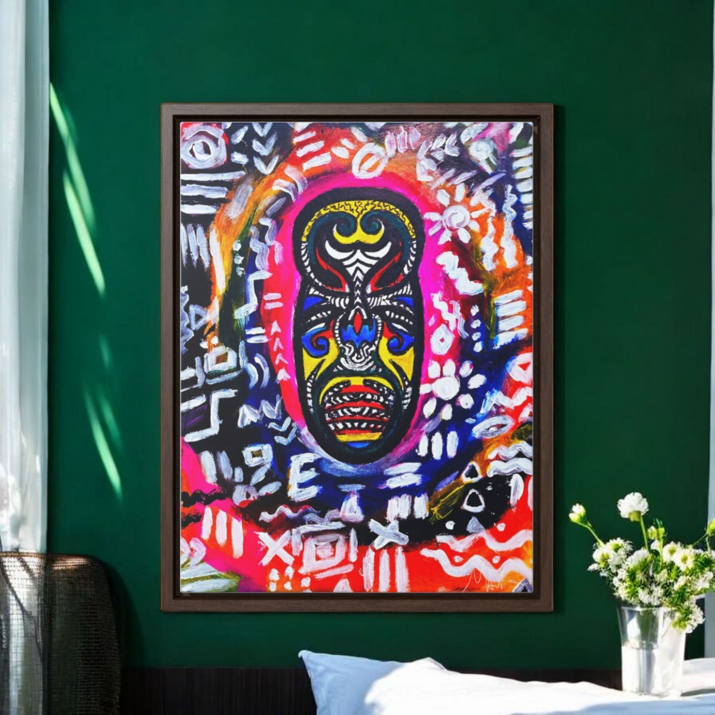 Beautiful Tribal Mask Canvas Art, Multiple Sizes Vertical Frame, Perfect Wall Decor