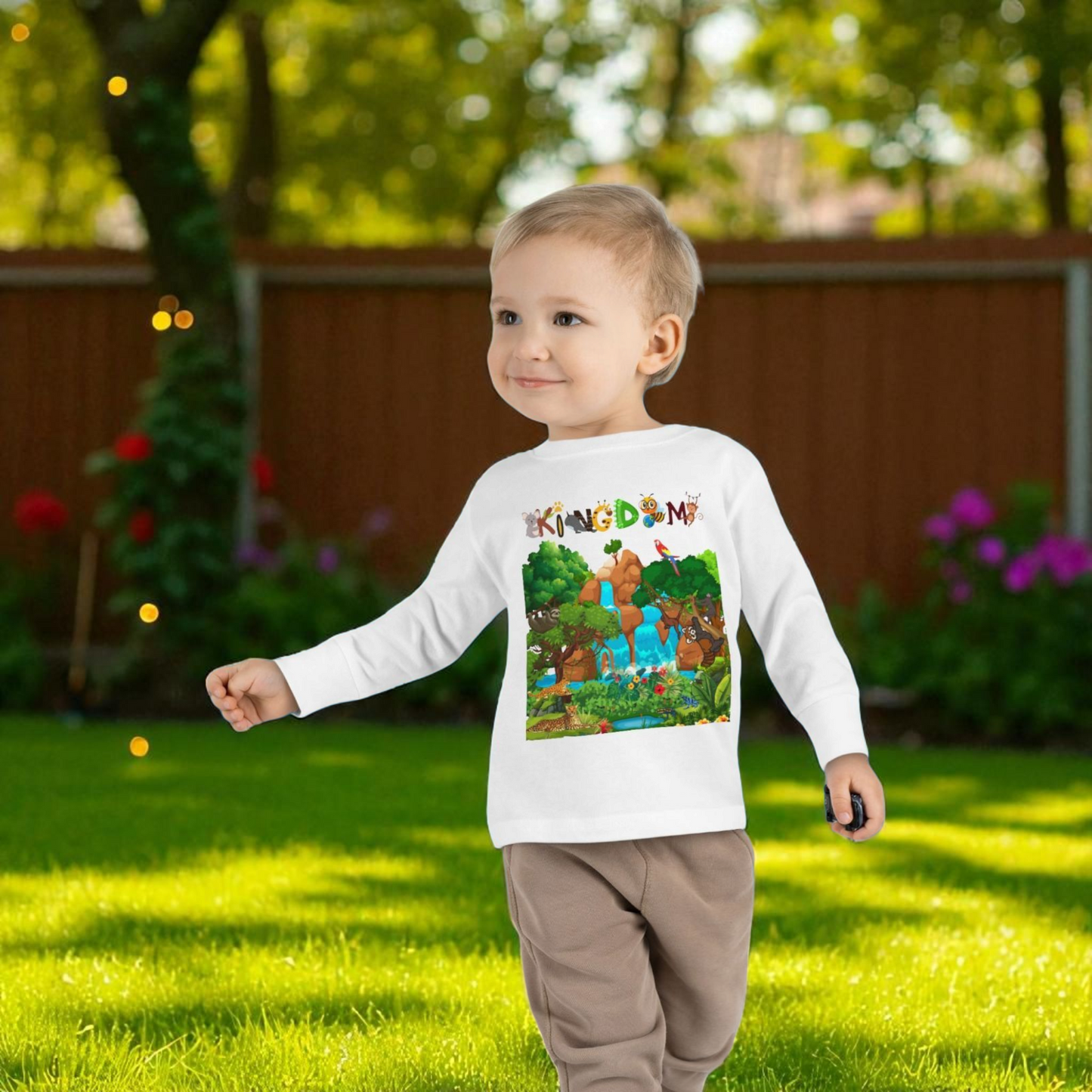 Jungle Animal Toddler Long Sleeve Tee, Wild Life Graphic Baby Shirt, Safari Theme