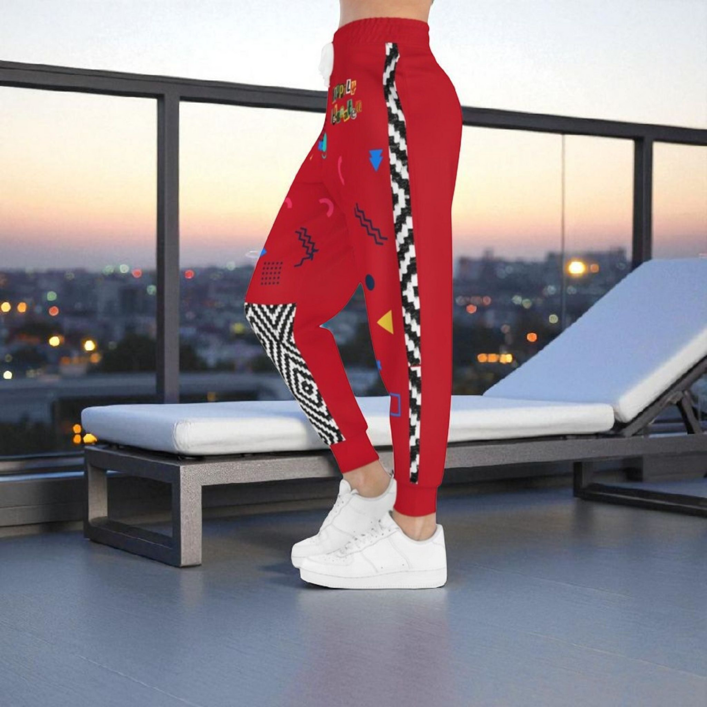 Handcrafted Aztec Pattern Unisex Athletic Joggers, Tribal Print Gym Sweatpants