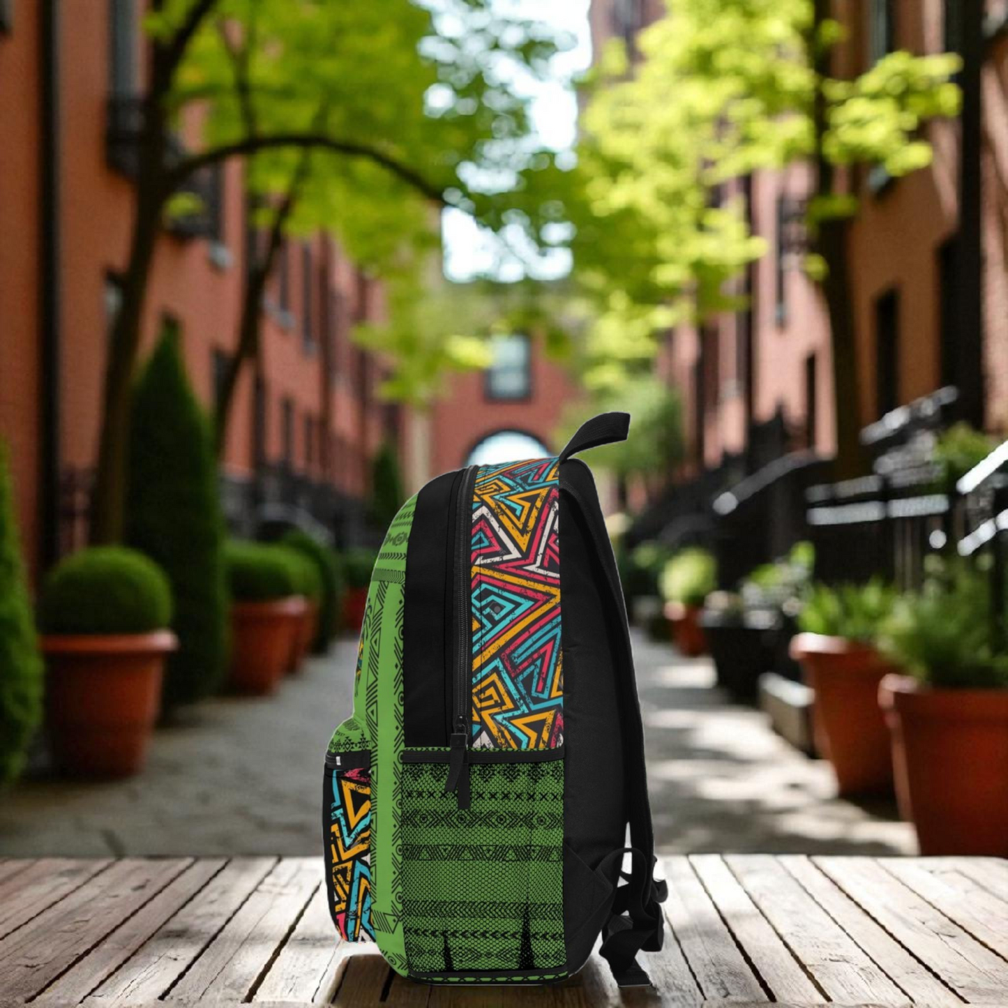 Unique Afro Music Backpack, Music Lover Bag, Cartoon Print Rucksack, Ethnic Design
