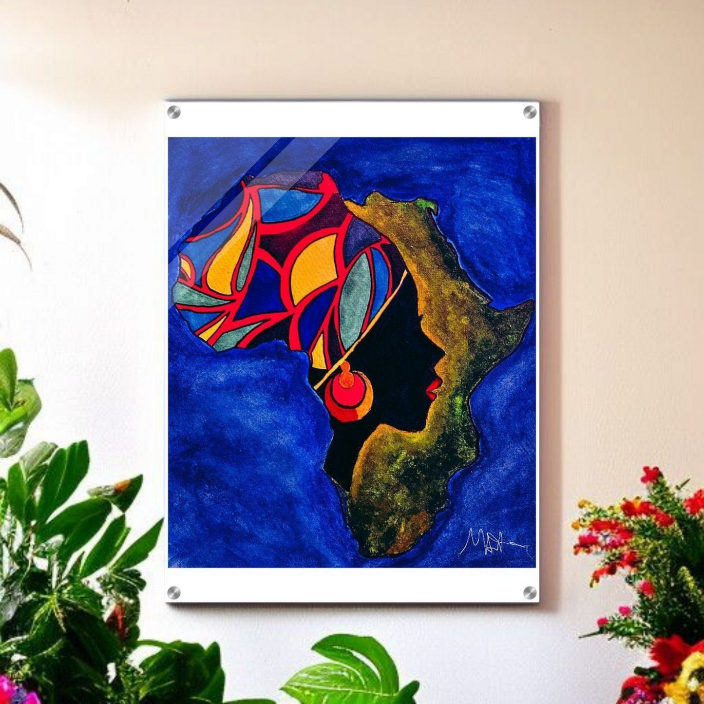 Original Ethnic Portrait - Handcrafted Continental Painting of Africa, Vibrant Wall Art