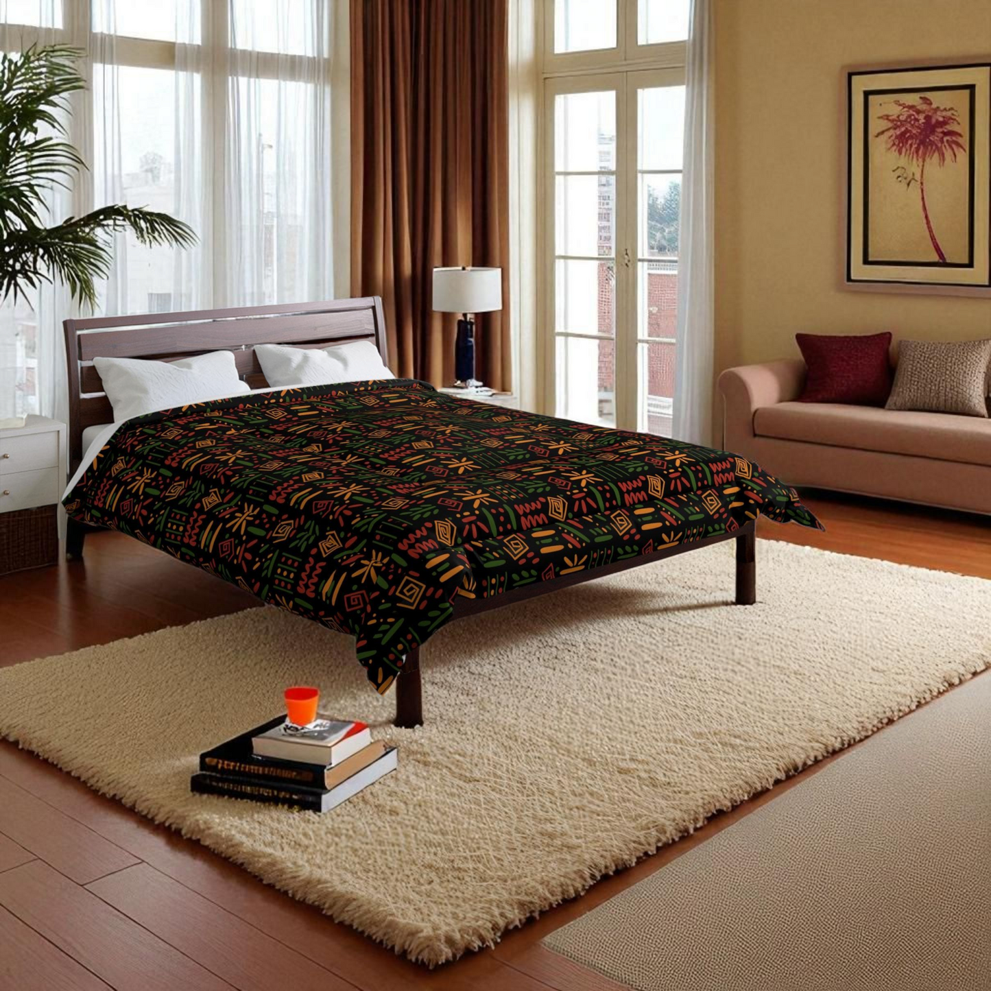 Boho Comforter, Aztec Pattern Bedding, Cozy Home Decor, Tribal Print Duvet Cover