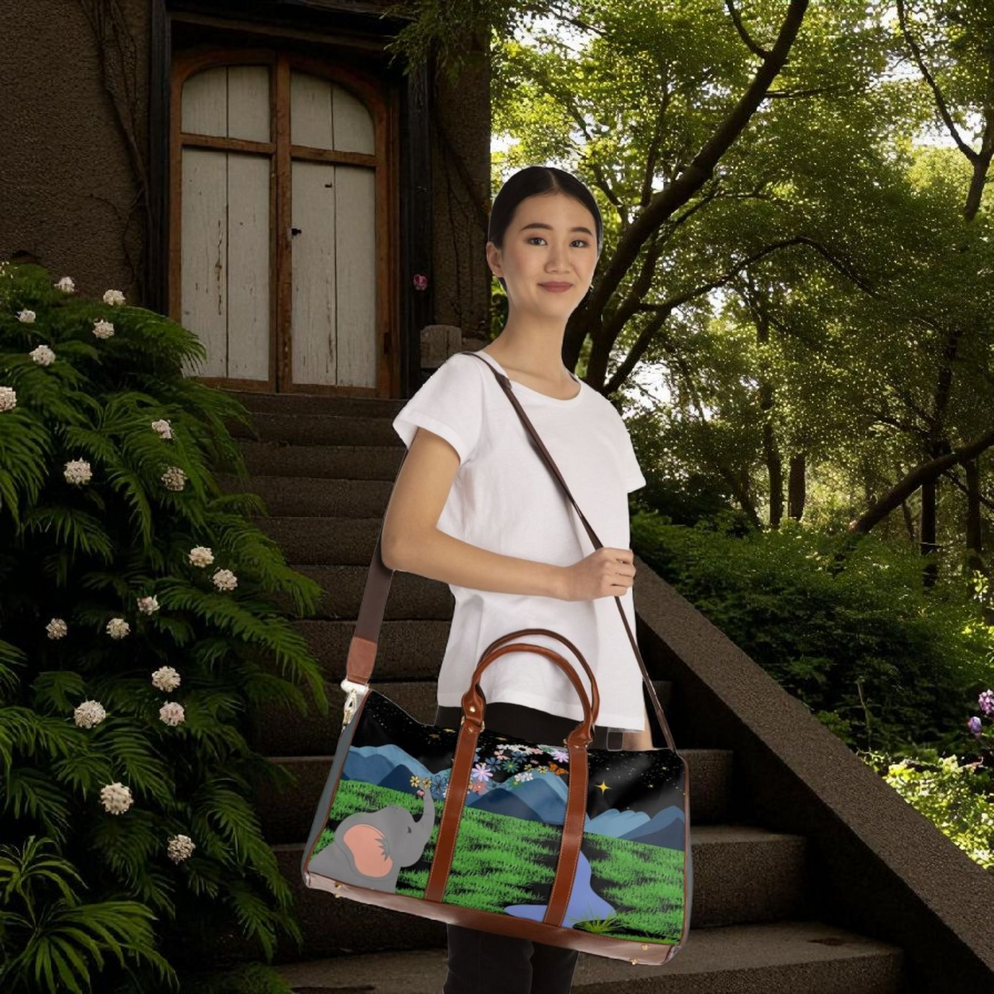 Elephant Adventure Waterproof Travel Bag - Nature-Inspired Design for Eco-Friendly Travelers