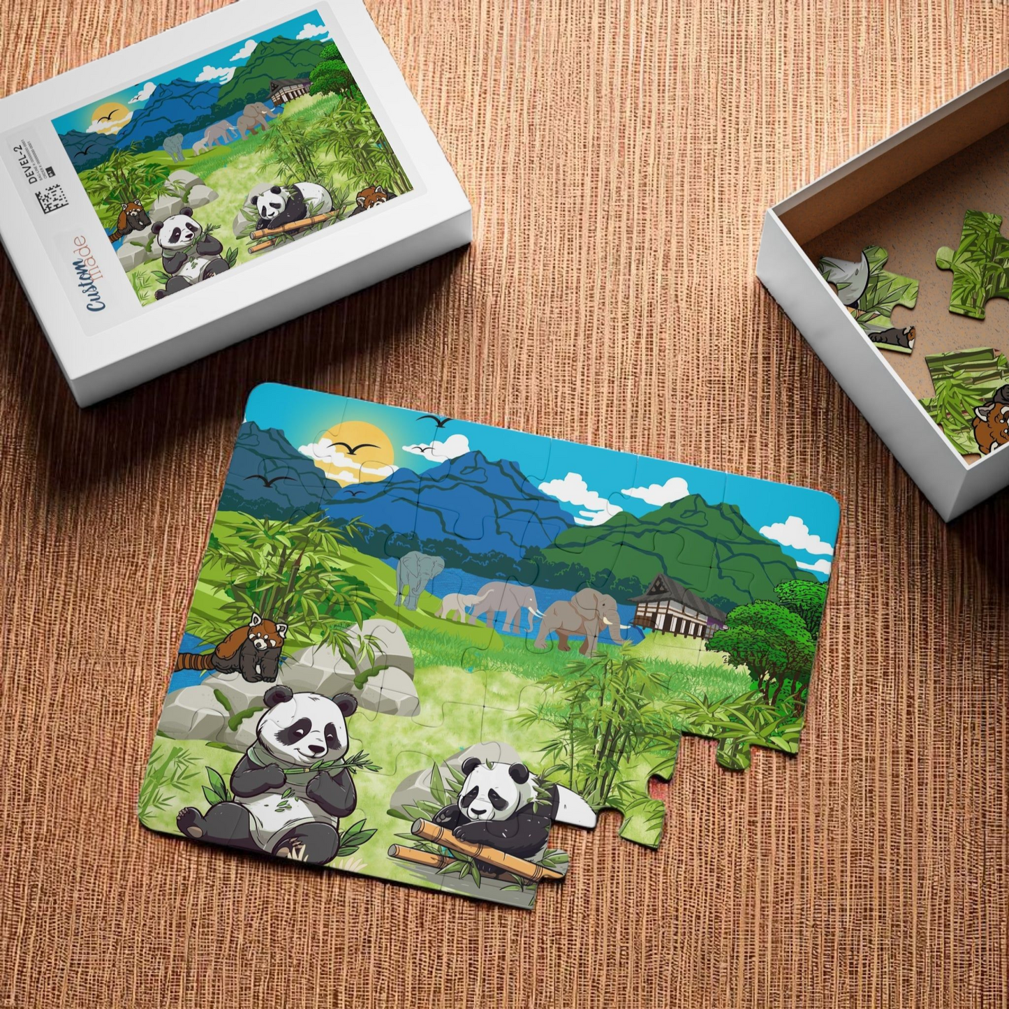 Kids' Puzzle, 30-Piece - Animals from Asia, Panda Puzzle, Educational Jigsaw Game