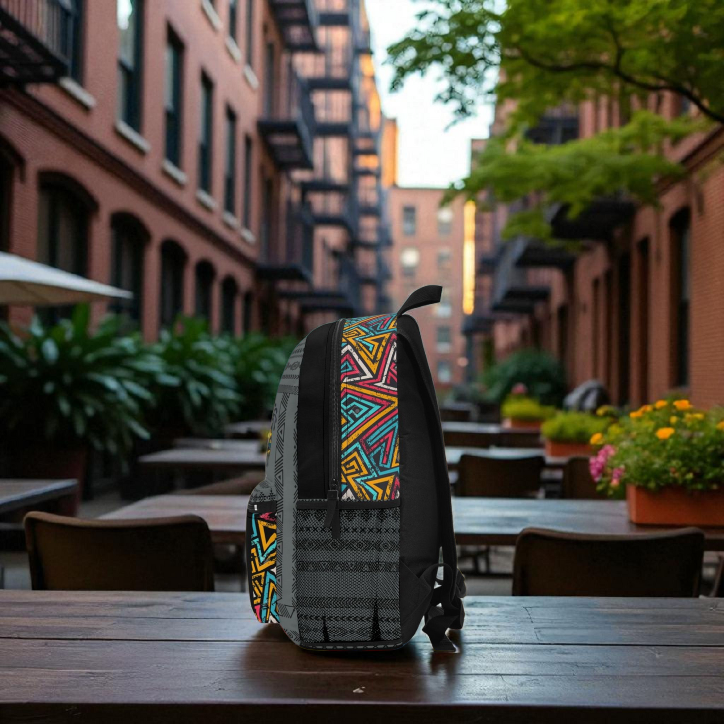 Afro Music Backpack, Music Lover Bag, Cartoon Print Rucksack, Ethnic Design