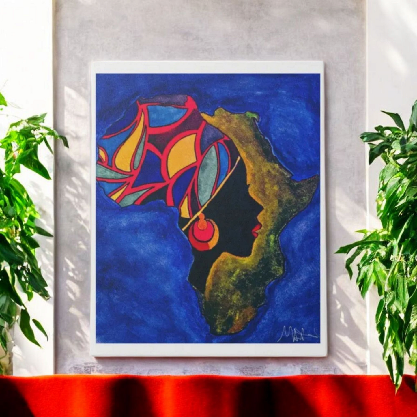 Ethnic Wall Art - Abstract Africa Map Painting on Canvas, Detailed Handcrafted Continent Illustration
