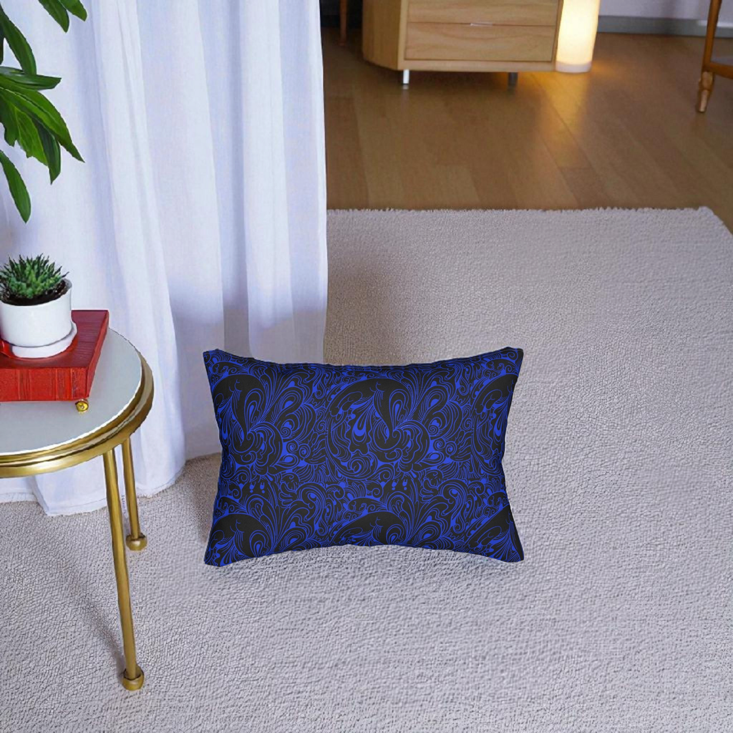 Floral Spun Polyester Pillow, Home Decor Cushion, Botanical Lumbar Throw