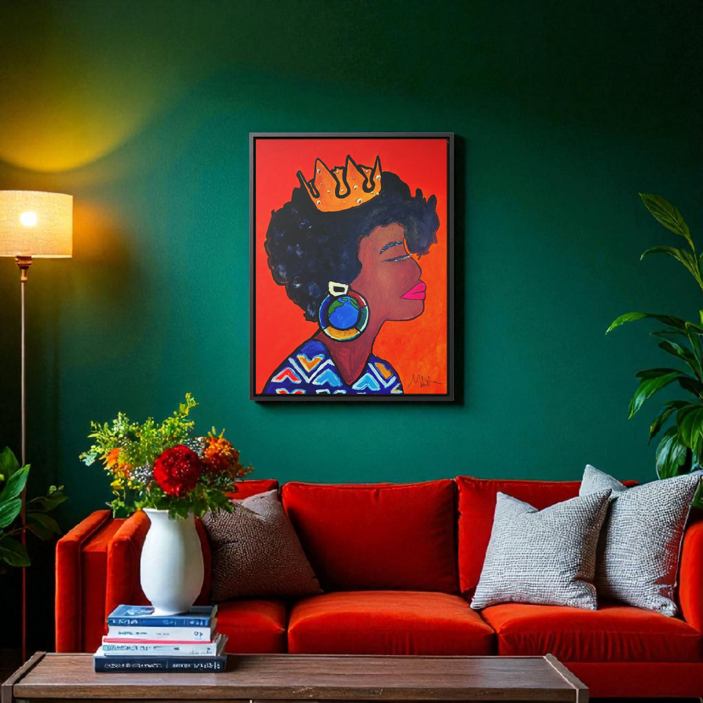 Wall Art - Exquisite Ethnic Woman Canvas Painting, Vertical Gallery Wrapped Artwork