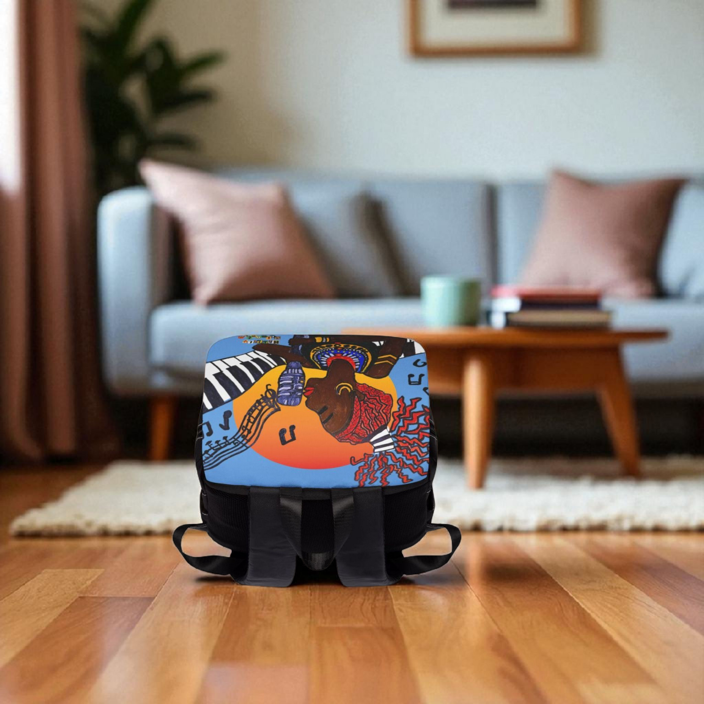 Afro Singer, Jazz Music-Inspired Unisex Shoulder Backpack - Stylish & Functional