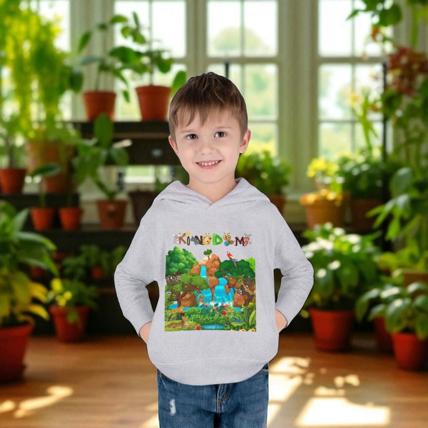 Jungle Life Toddler Hoodie, Kids Safari Pullover, Wildlife Theme , Graphic Nature Boy/Girl Jacket