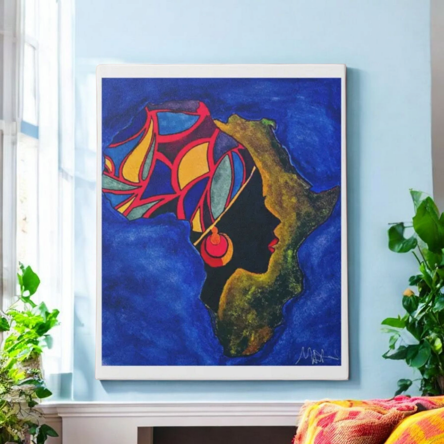 Ethnic Wall Art - Abstract Africa Map Painting on Canvas, Detailed Handcrafted Continent Illustration