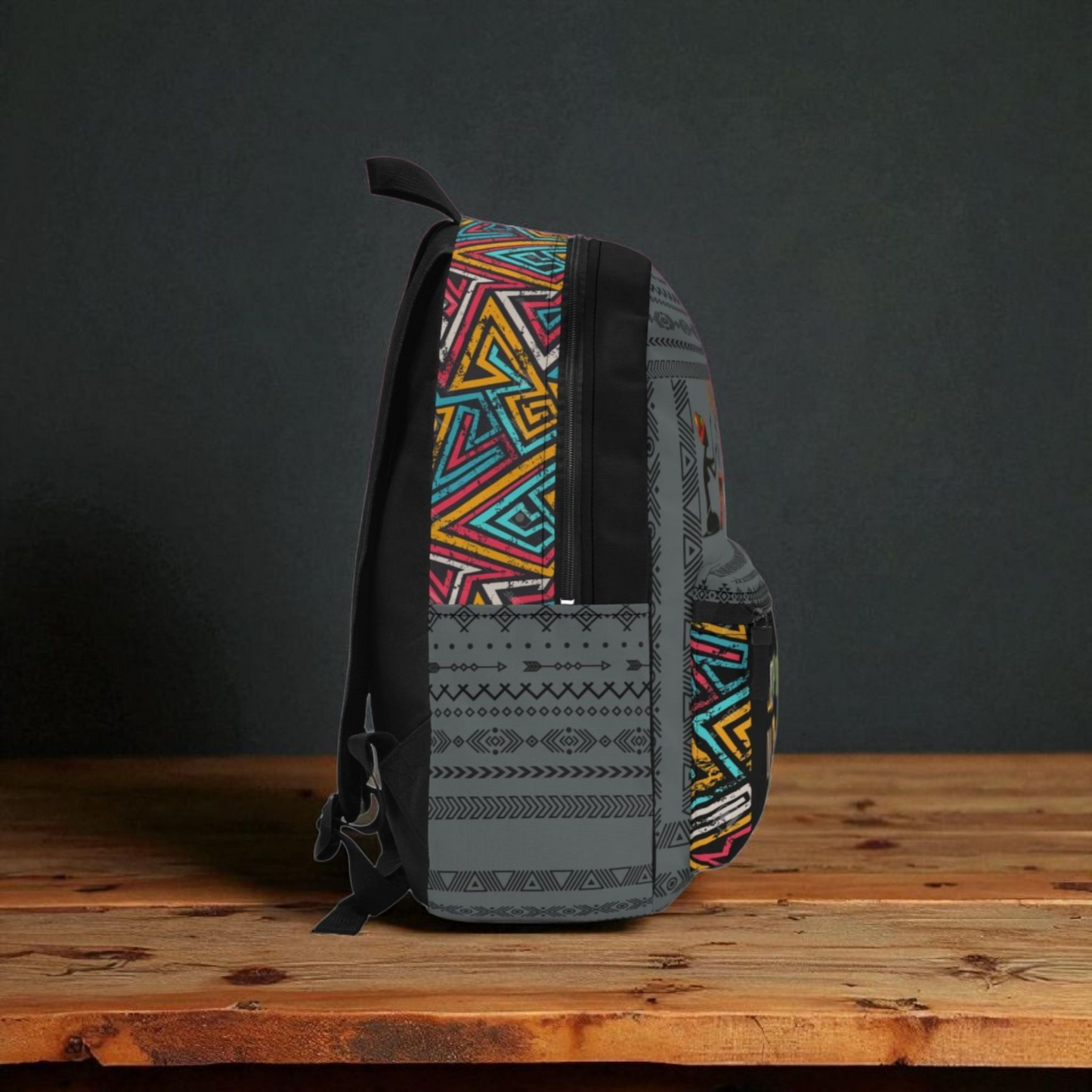 Afro Music Backpack, Music Lover Bag, Cartoon Print Rucksack, Ethnic Design
