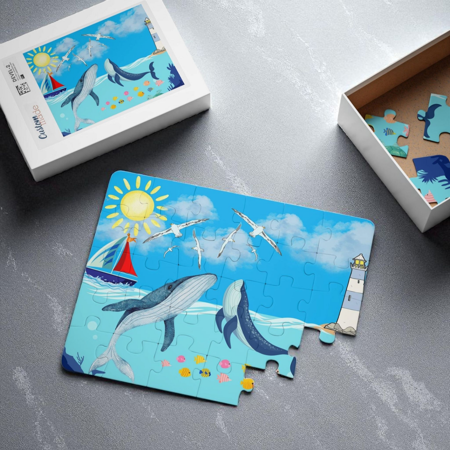 Whale Kids' Puzzle, 30-Piece - Aquatic Educational Toy for Children, Ocean Theme Jigsaw
