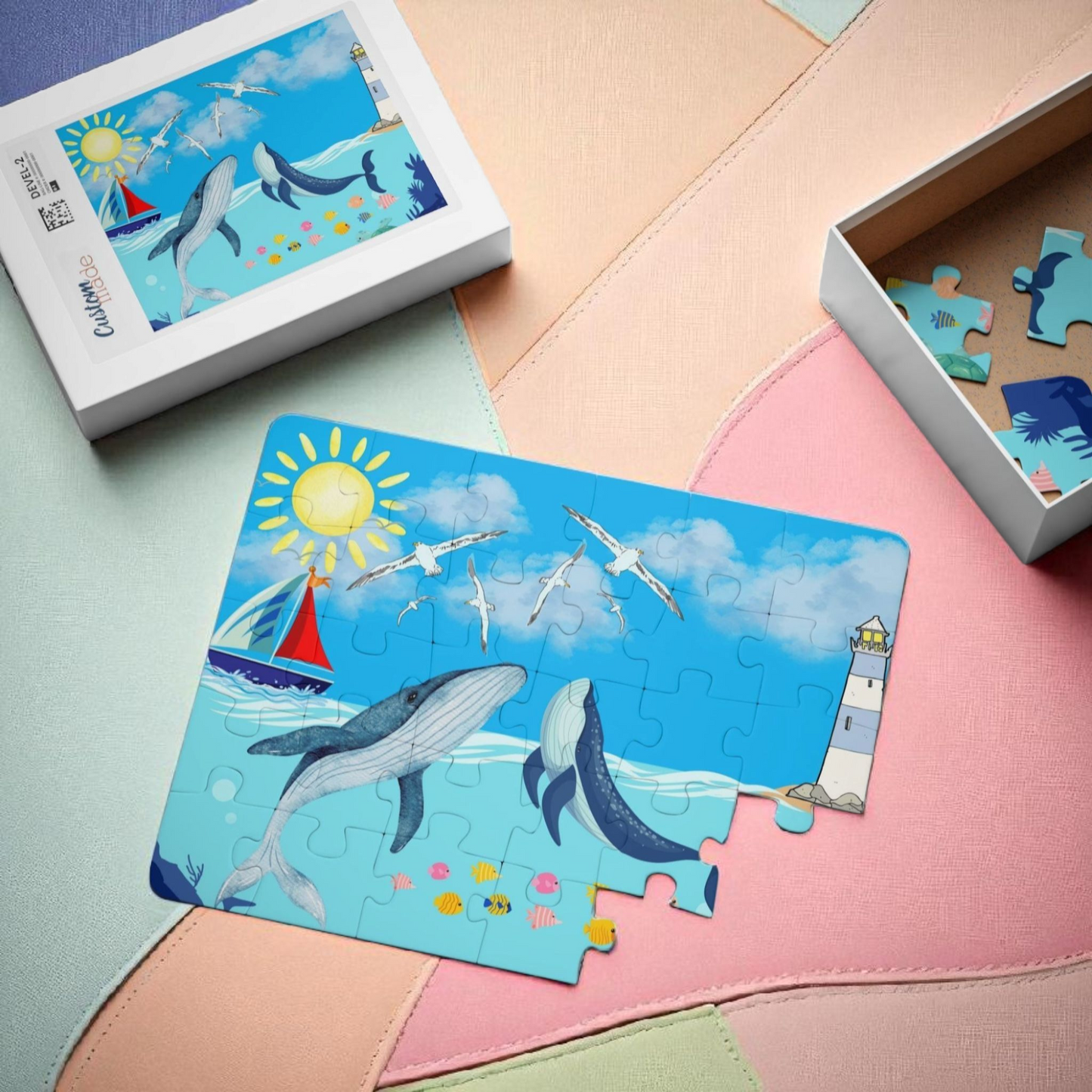 Whale Kids' Puzzle, 30-Piece - Aquatic Educational Toy for Children, Ocean Theme Jigsaw