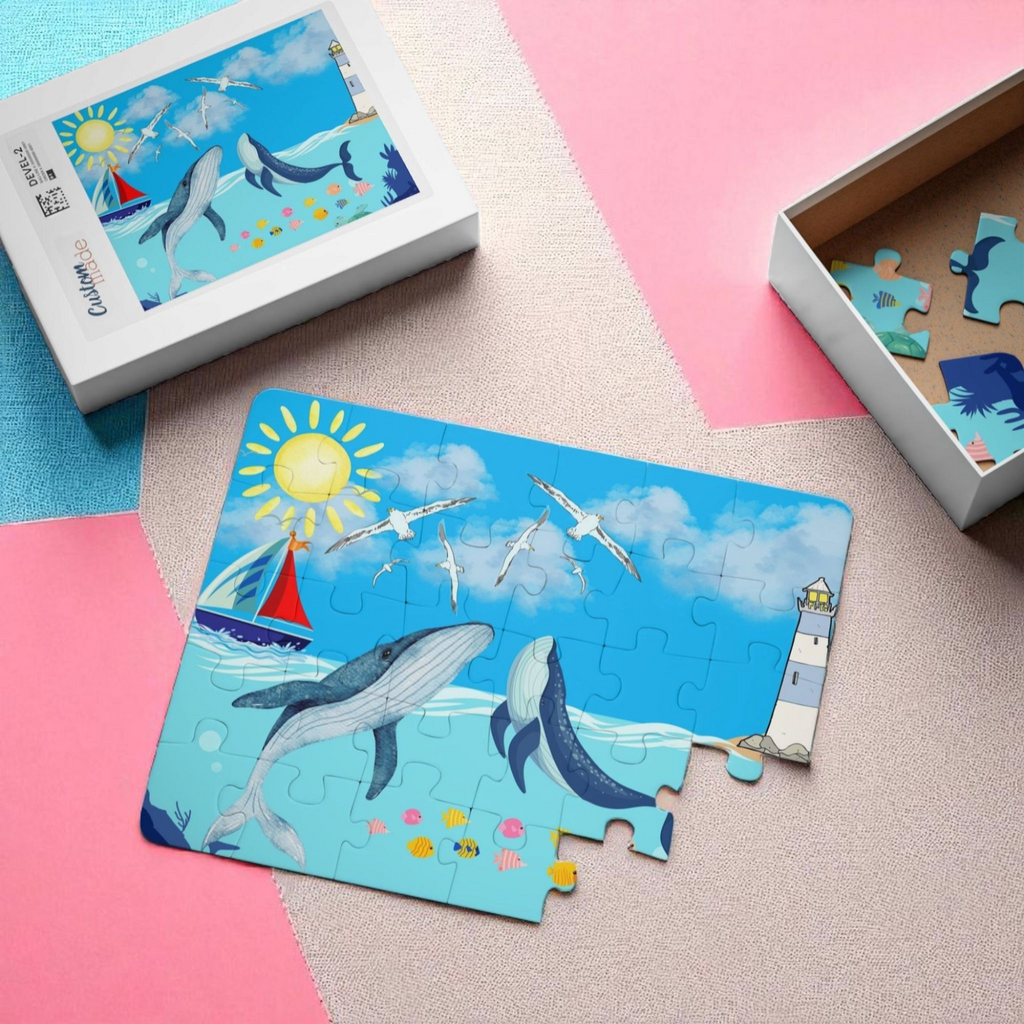 Whale Kids' Puzzle, 30-Piece - Aquatic Educational Toy for Children, Ocean Theme Jigsaw