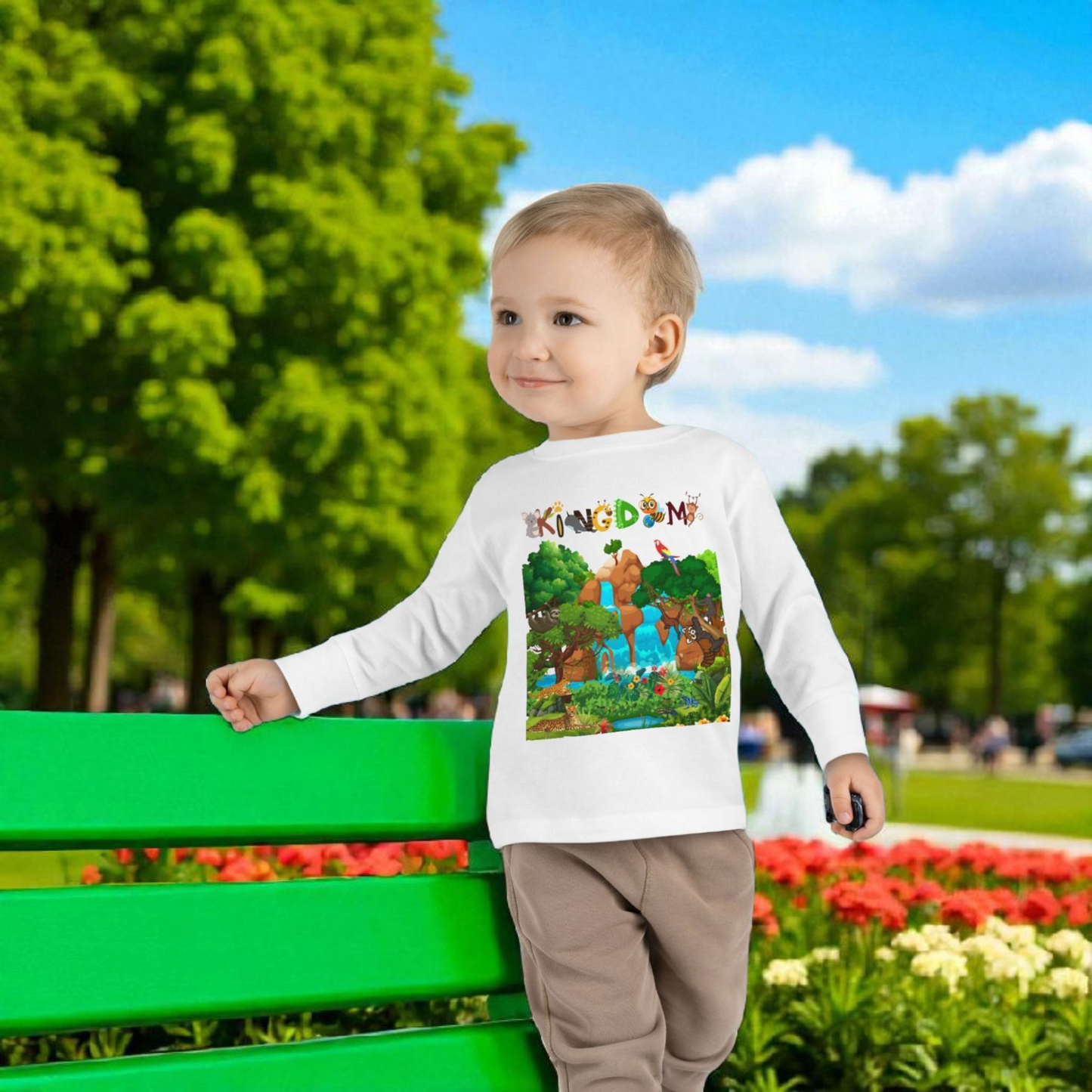 Jungle Animal Toddler Long Sleeve Tee, Wild Life Graphic Baby Shirt, Safari Theme