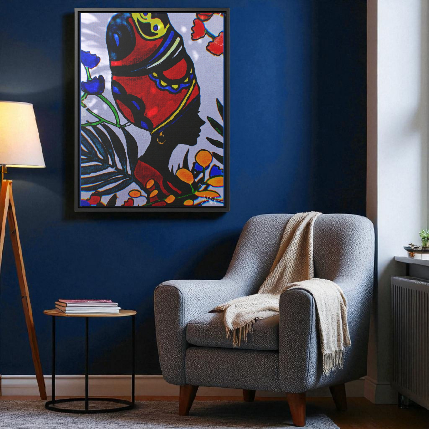 Artisan Black Woman Portrait, Handcrafted Wall Art, Empowering Home Decor, Vertical Frame