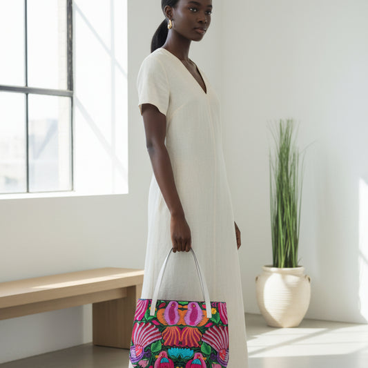 Orthinology Botanical Inspired Stylish PU Leather Tote Bag
