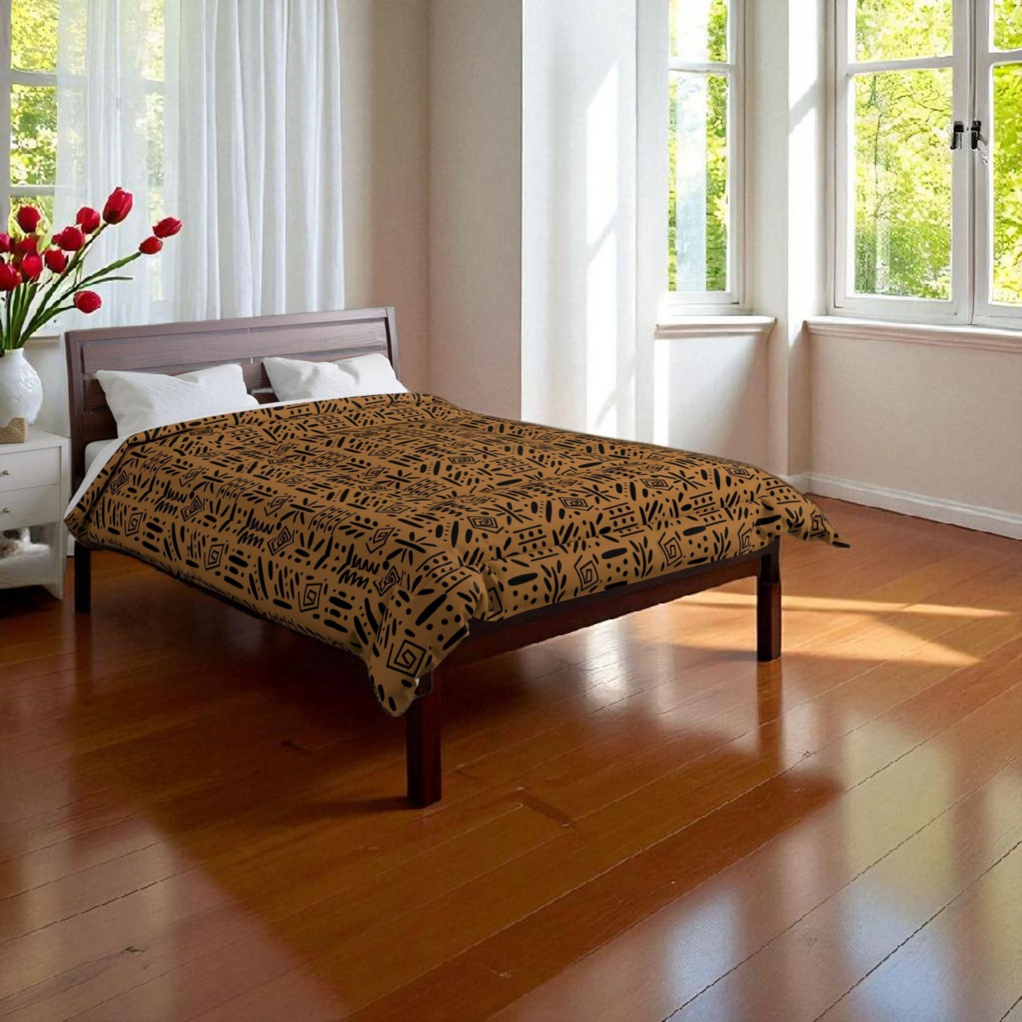 Boho Comforter, Aztec Pattern Bedding, Cozy Home Decor, Tribal Print Duvet Cover