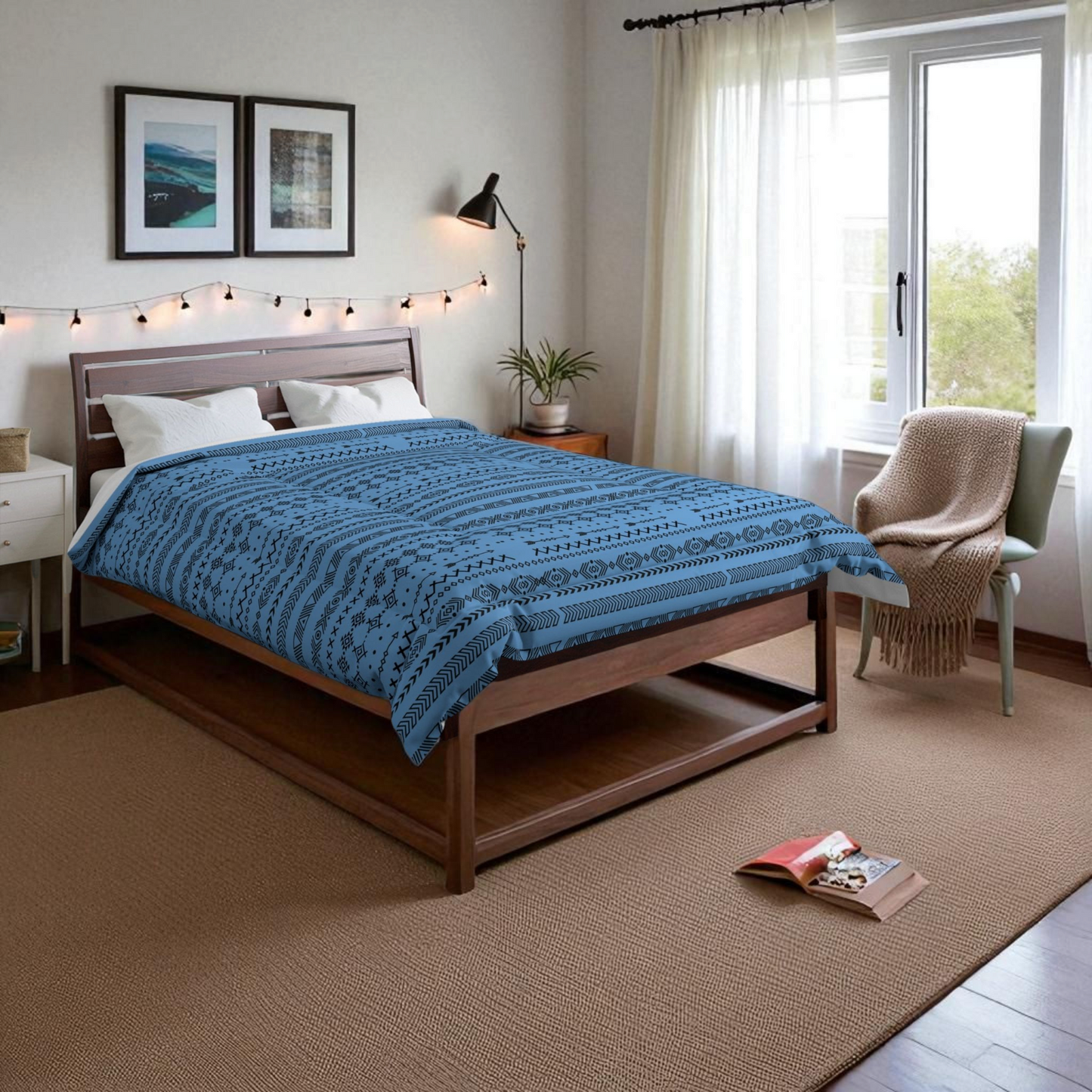 Boho Geometric Comforter, Cozy Blanket for Home Decor, Boho Style Bedding