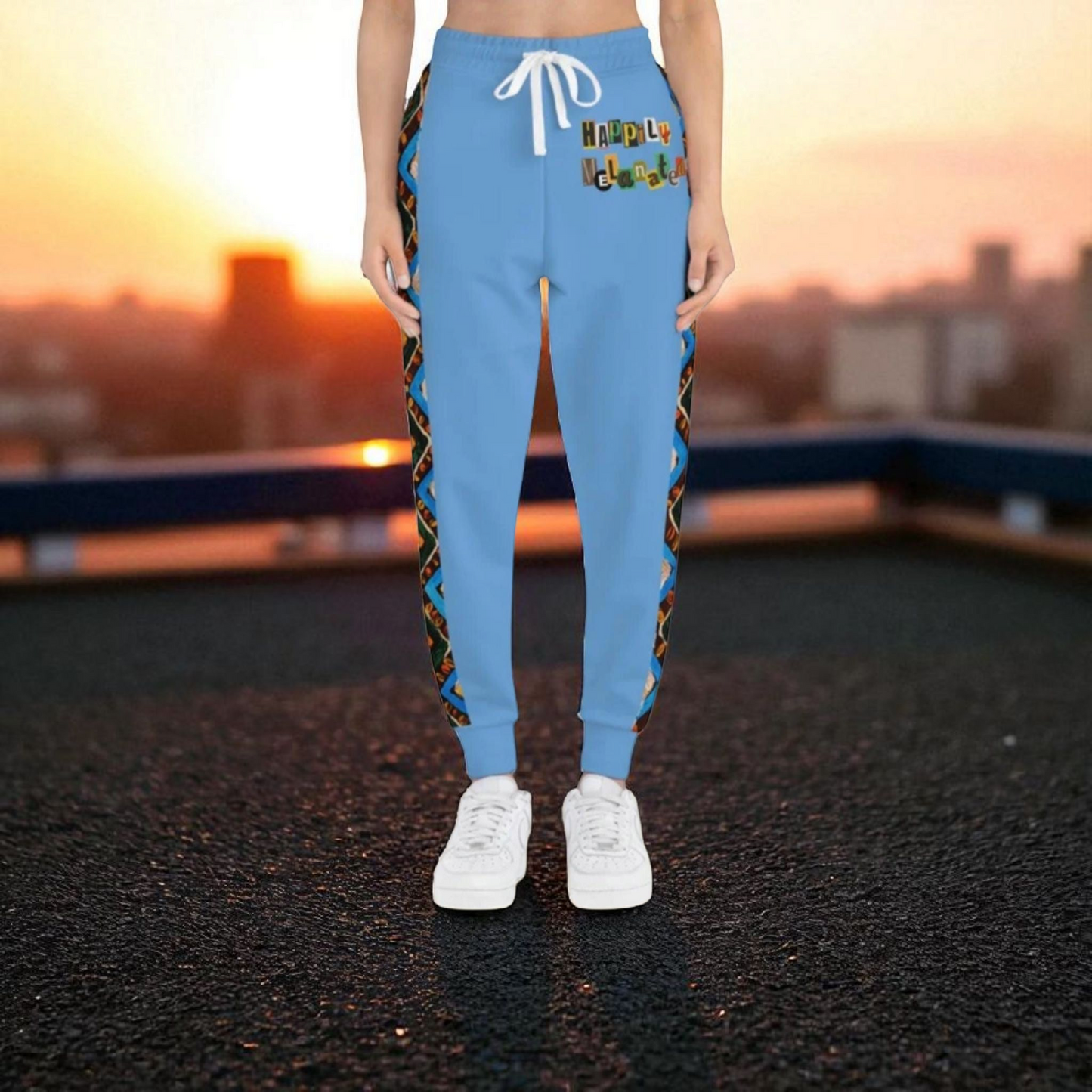 Handcrafted Aztec Pattern Unisex Athletic Joggers, Comfy Aztec Workout Pants, Boho Lounge Joggers