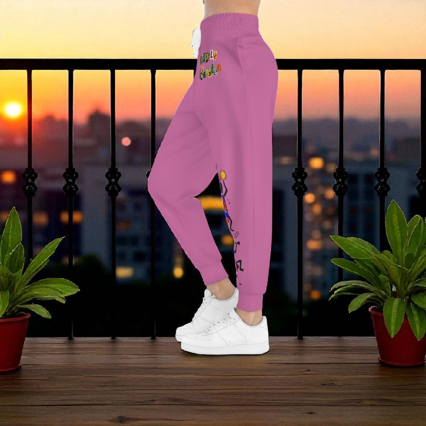 Afro Music Cartoon Art Unisex Athletic Joggers, Handcrafted Jogger Pants, Music Lover Gift