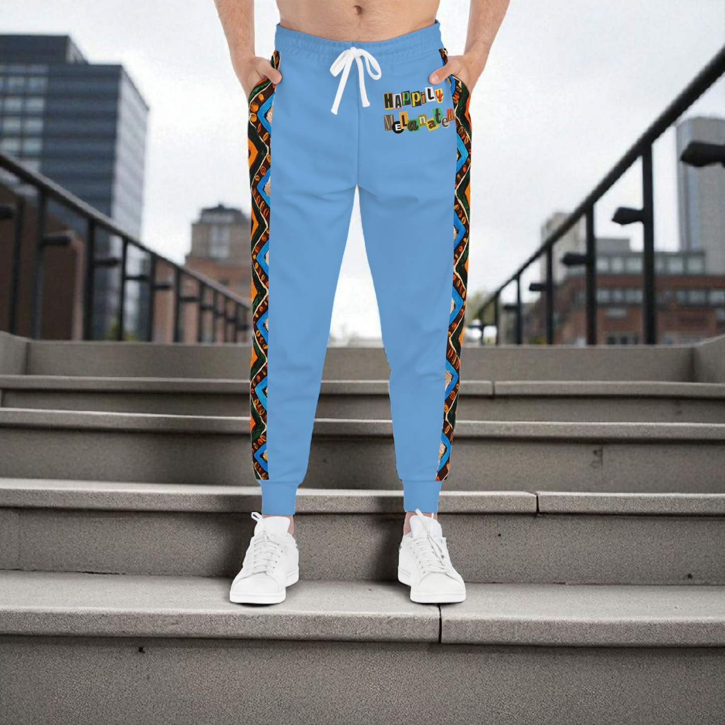Handcrafted Aztec Pattern Unisex Athletic Joggers, Comfy Aztec Workout Pants, Boho Lounge Joggers