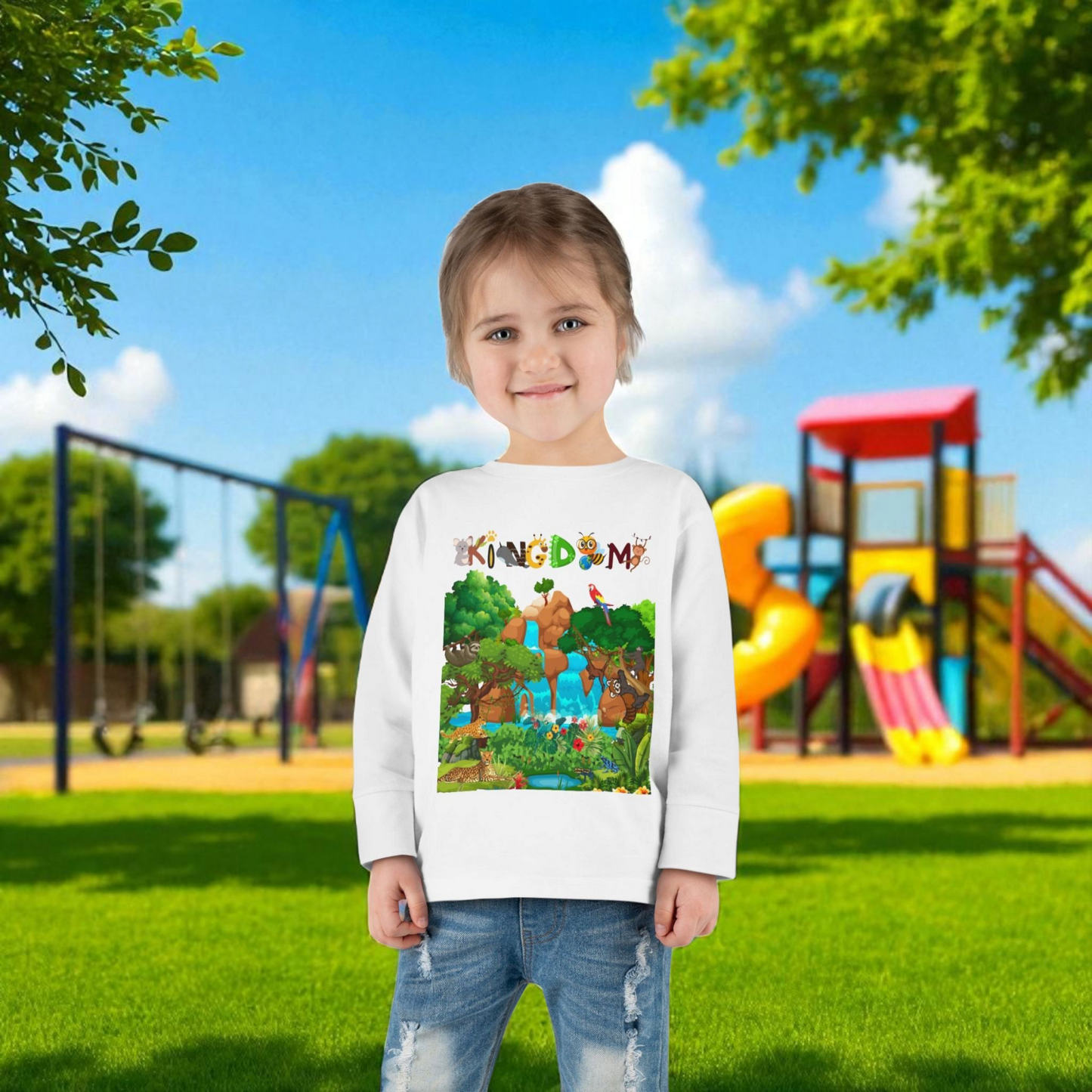 Jungle Animal Toddler Long Sleeve Tee, Wild Life Graphic Baby Shirt, Safari Theme
