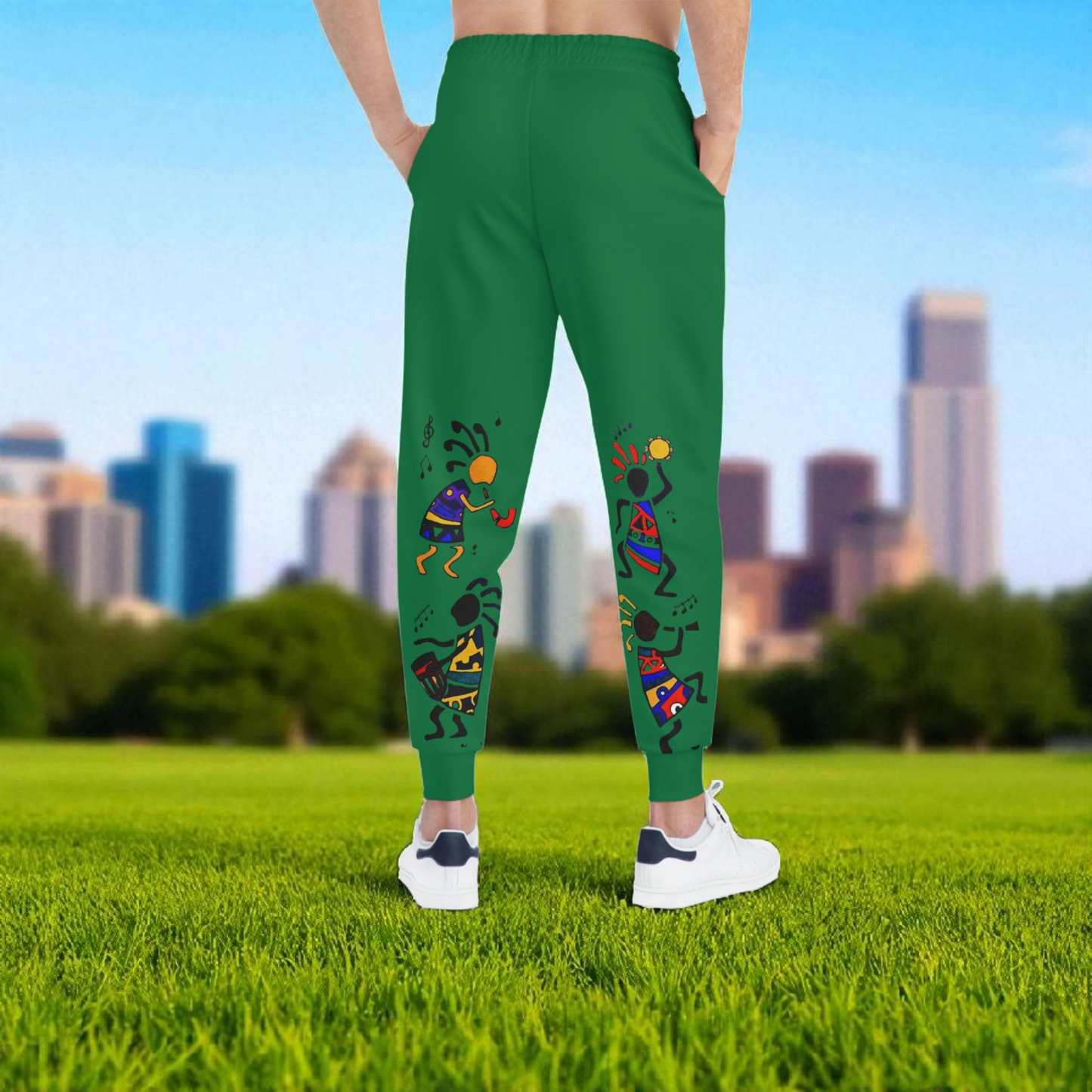 Afro Music Cartoon Art Unisex Athletic Joggers, Handcrafted Jogger Pants, Workout Sweatpants